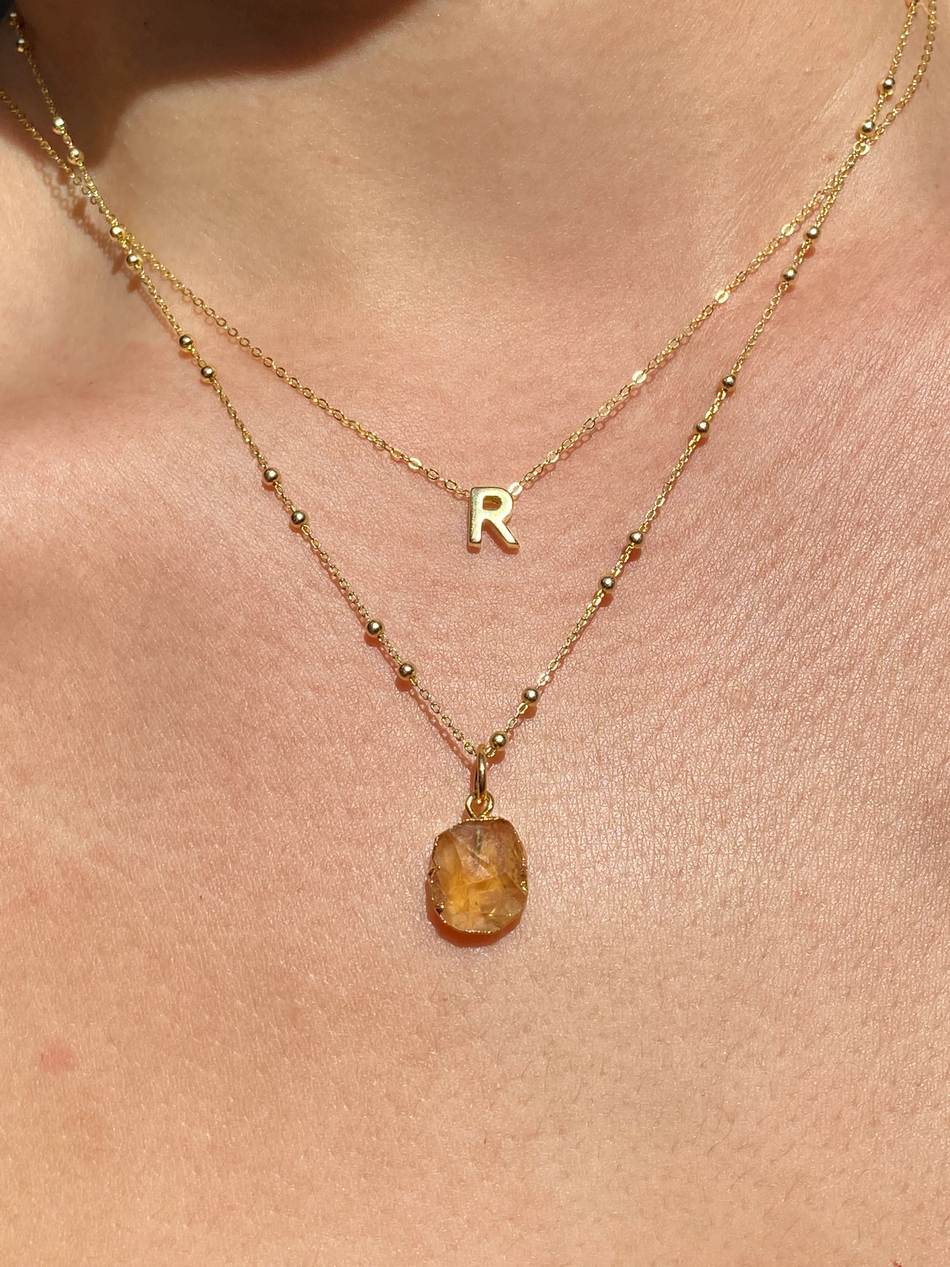 Initial & Citrine Necklace Set | November Birthstone - Image 18
