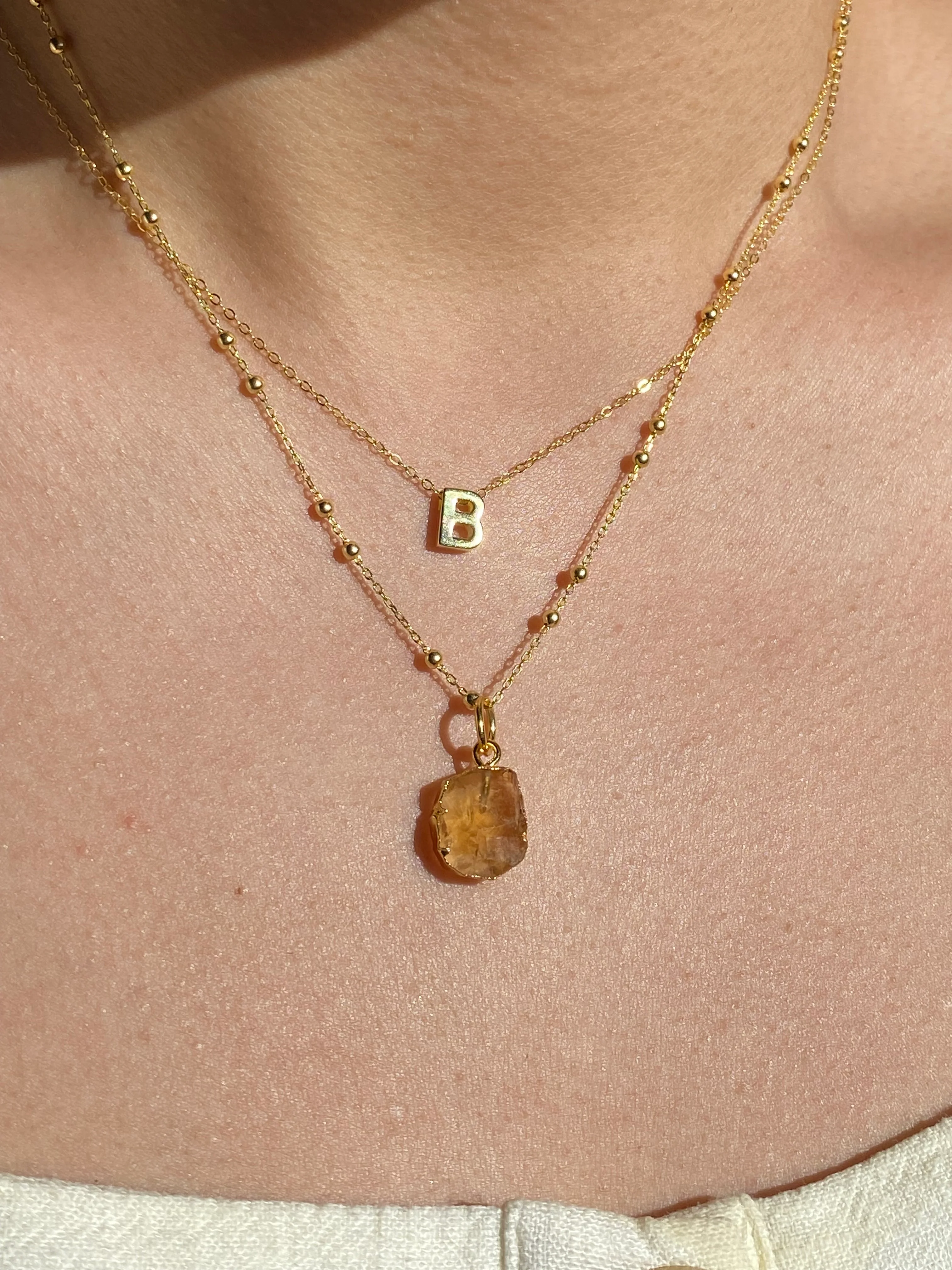 Initial & Citrine Necklace Set | November Birthstone - Image 2