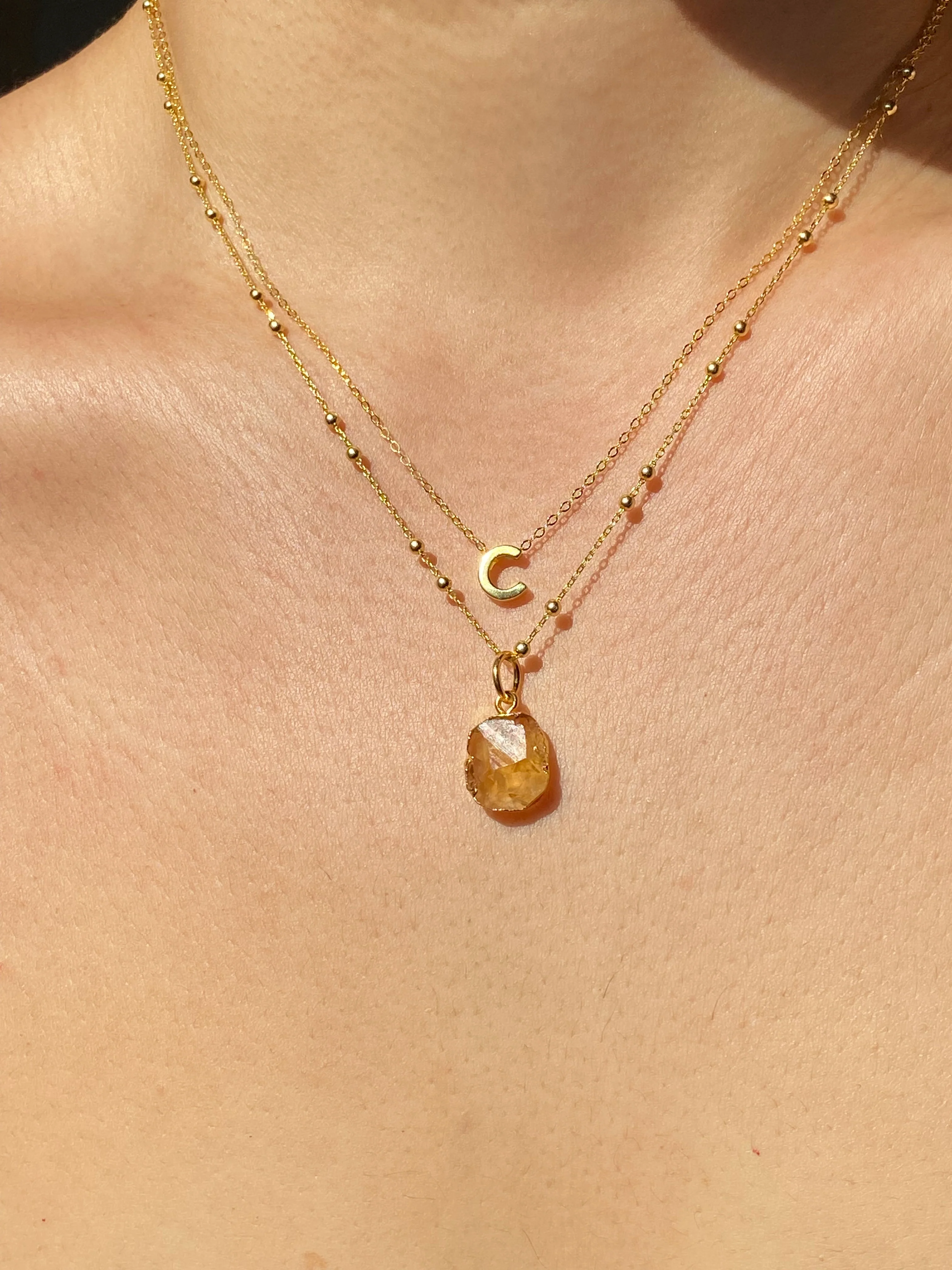 Initial & Citrine Necklace Set | November Birthstone - Image 3