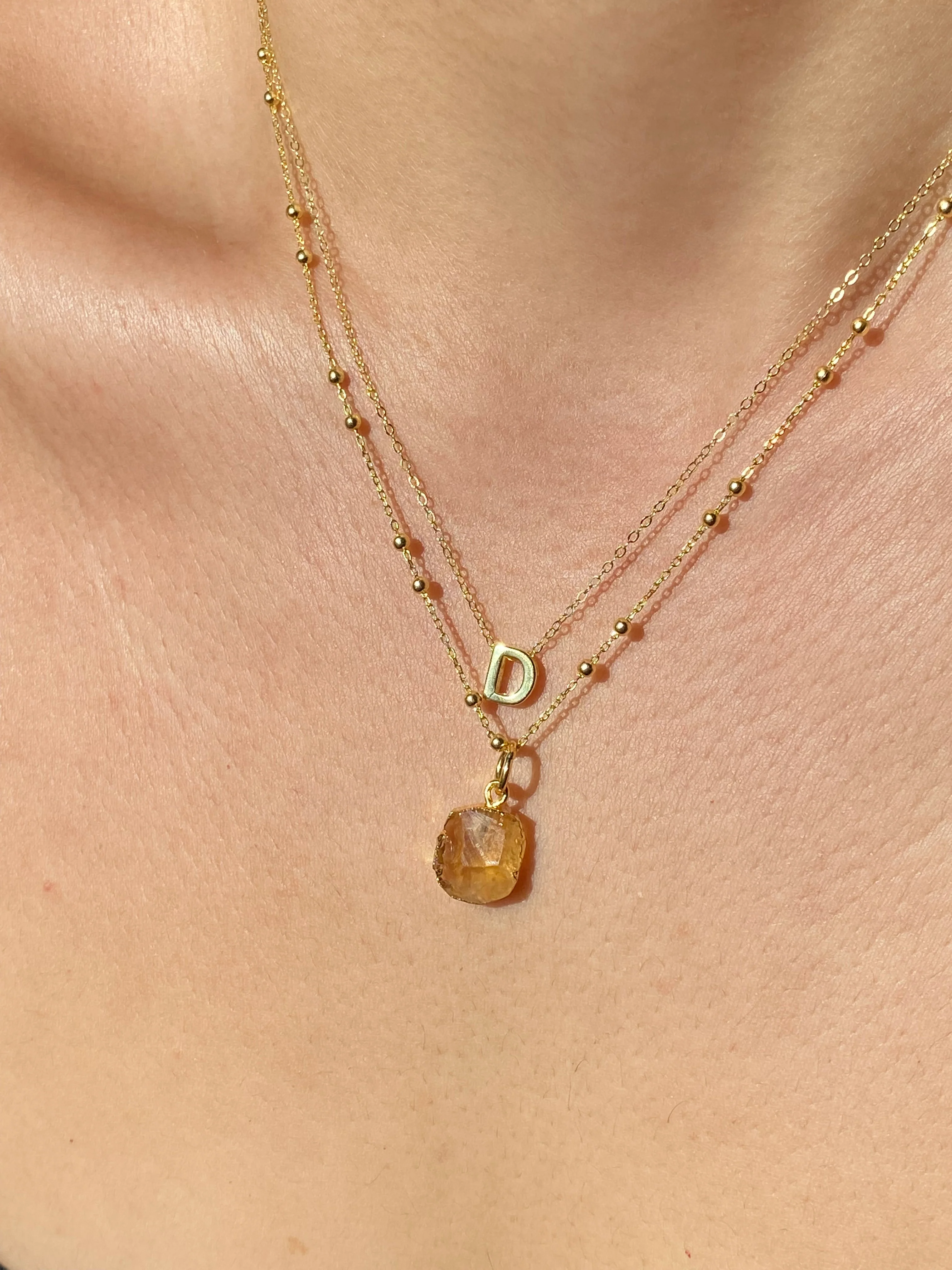 Initial & Citrine Necklace Set | November Birthstone - Image 4
