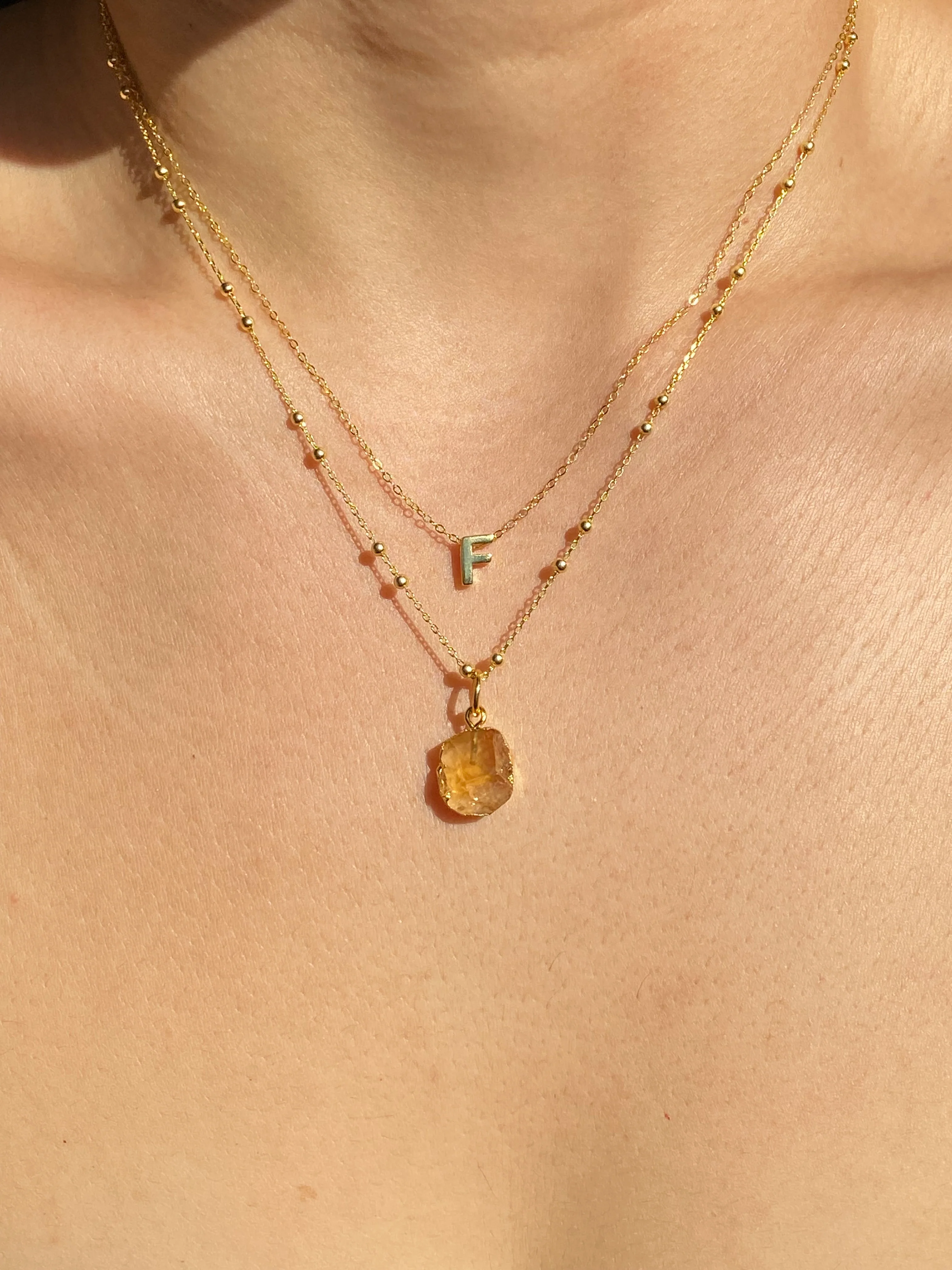 Initial & Citrine Necklace Set | November Birthstone - Image 6