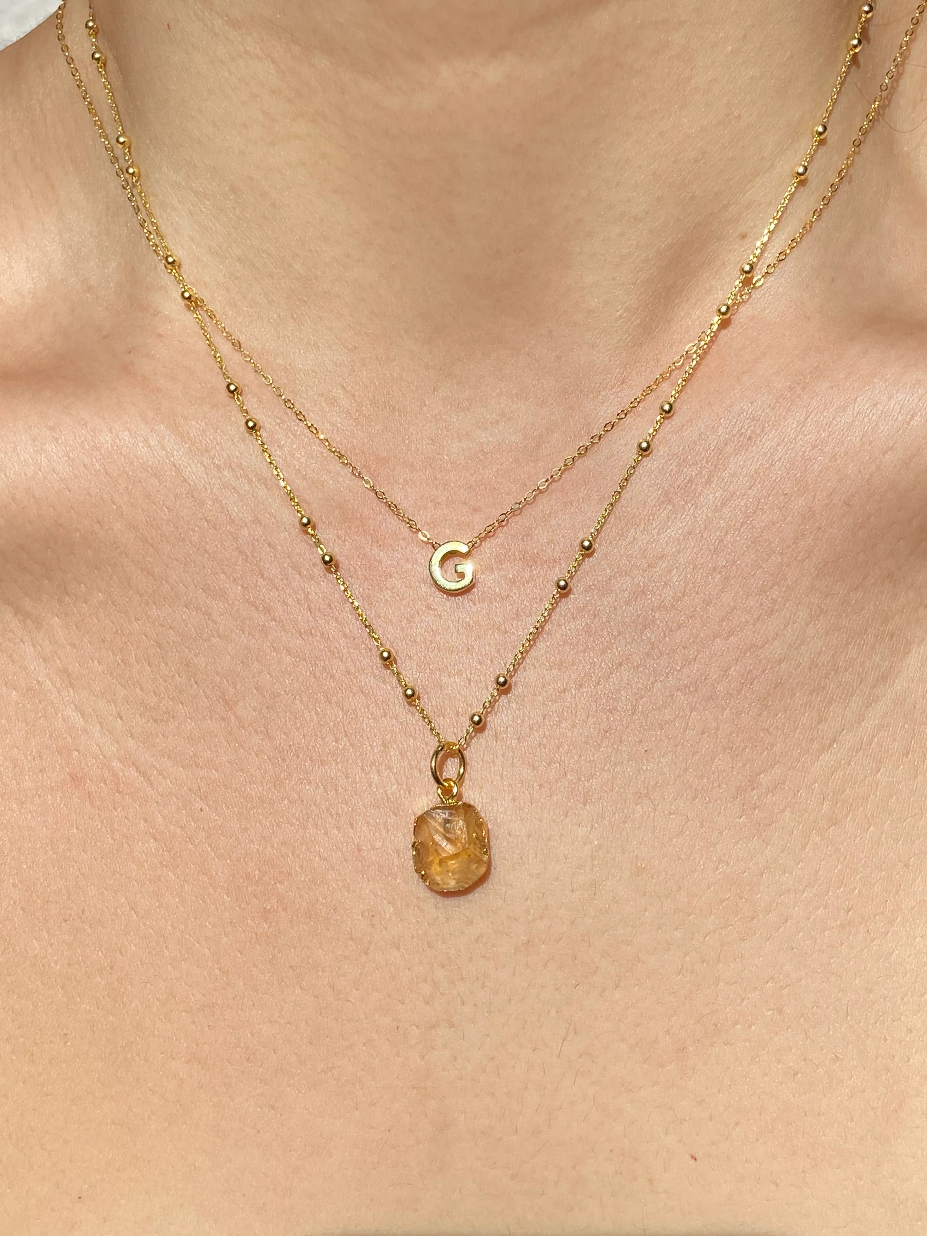 Initial & Citrine Necklace Set | November Birthstone - Image 7
