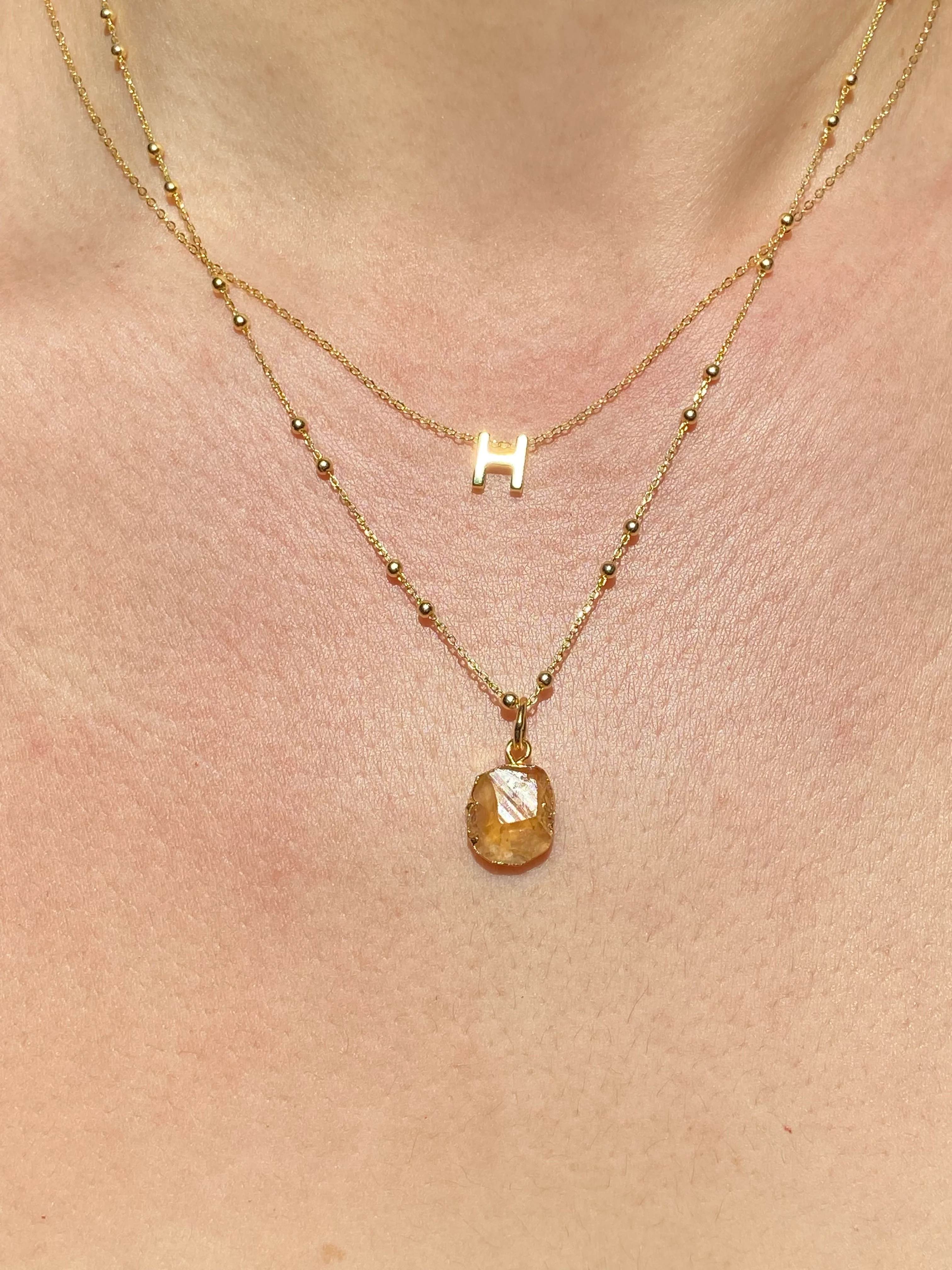 Initial & Citrine Necklace Set | November Birthstone - Image 8