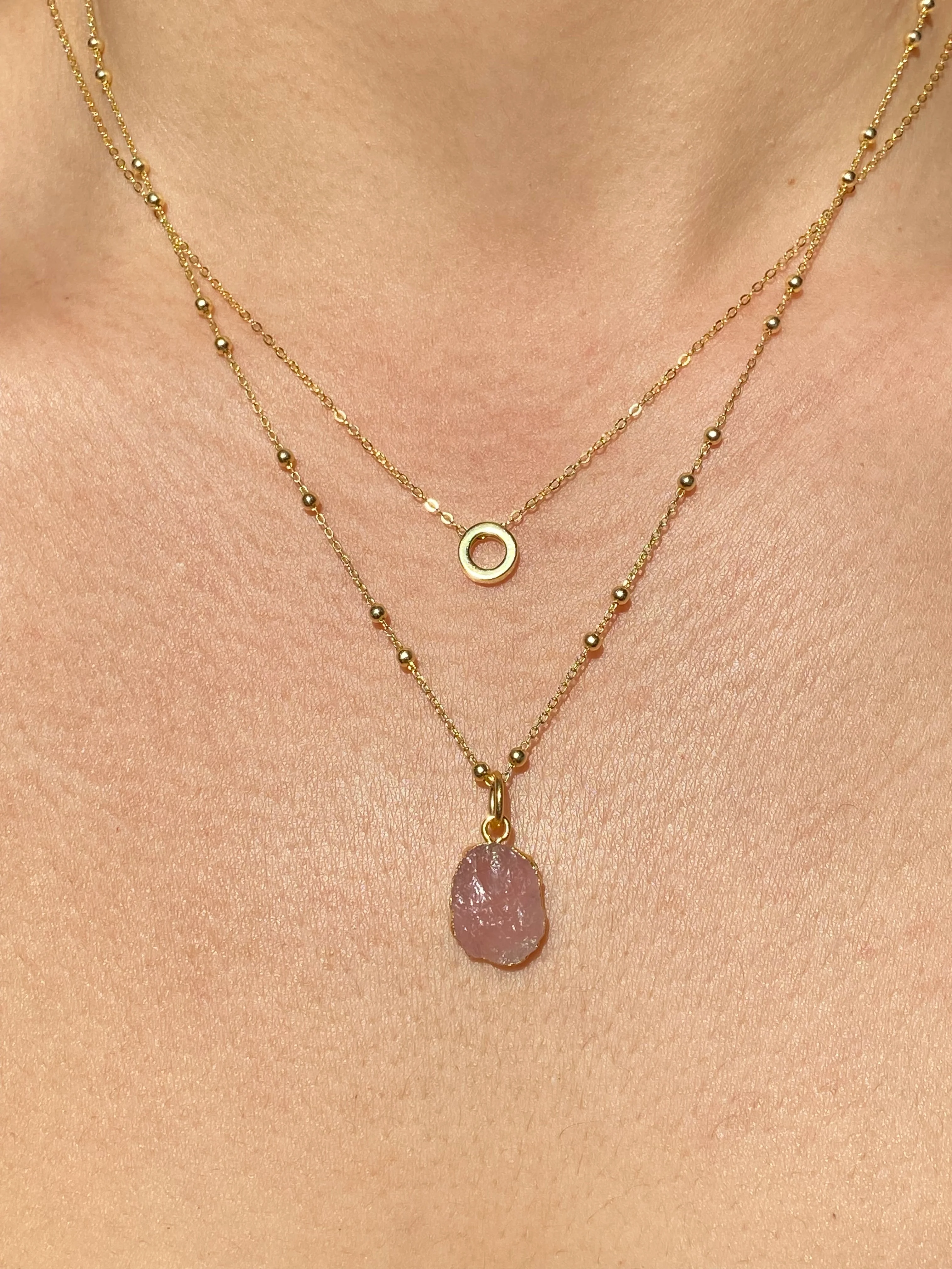 Initial & Rose Quartz Necklace Set | October Birthstone - Image 15