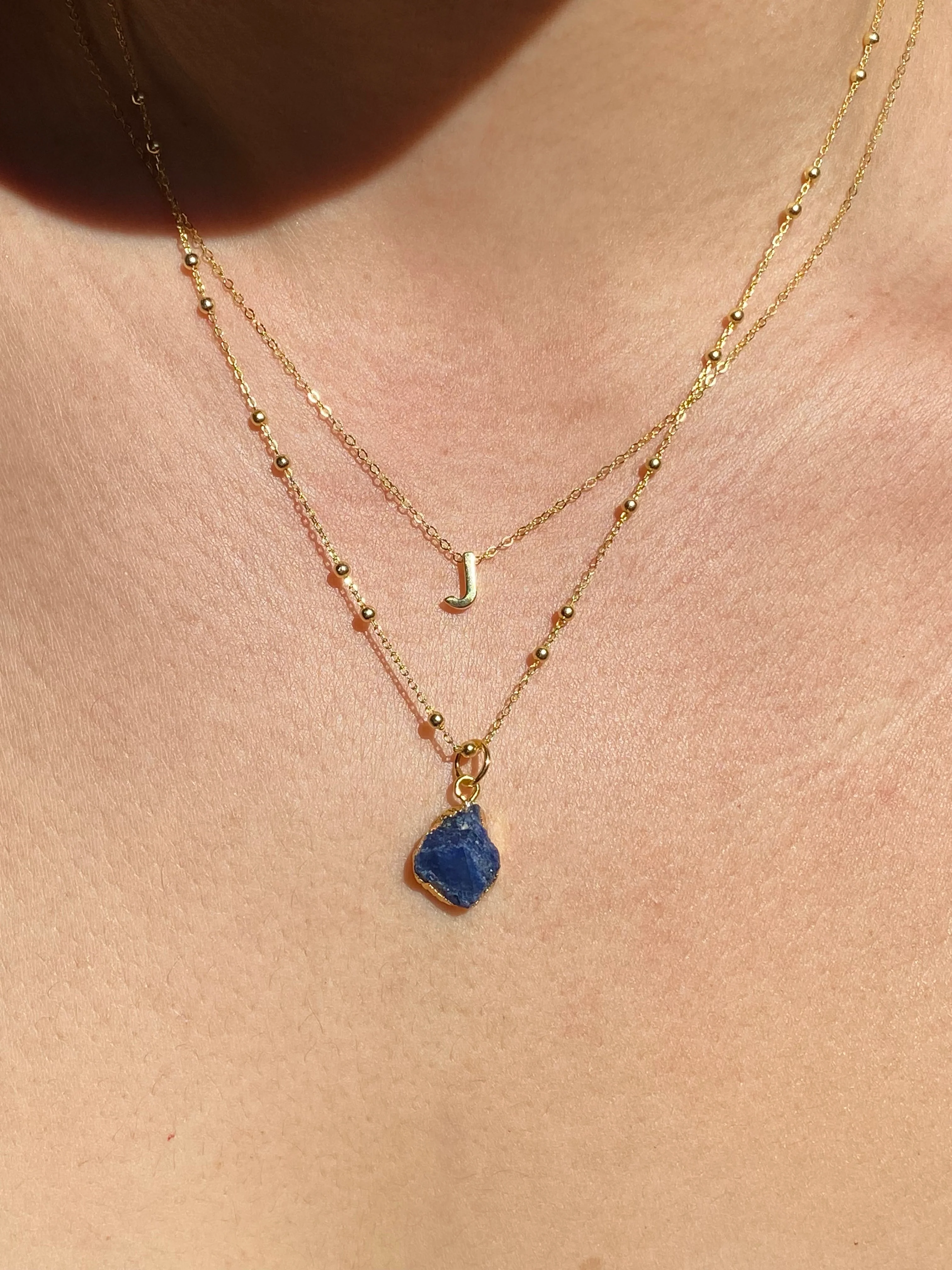 Initial & Sapphire Necklace Set | September Birthstone - Image 10