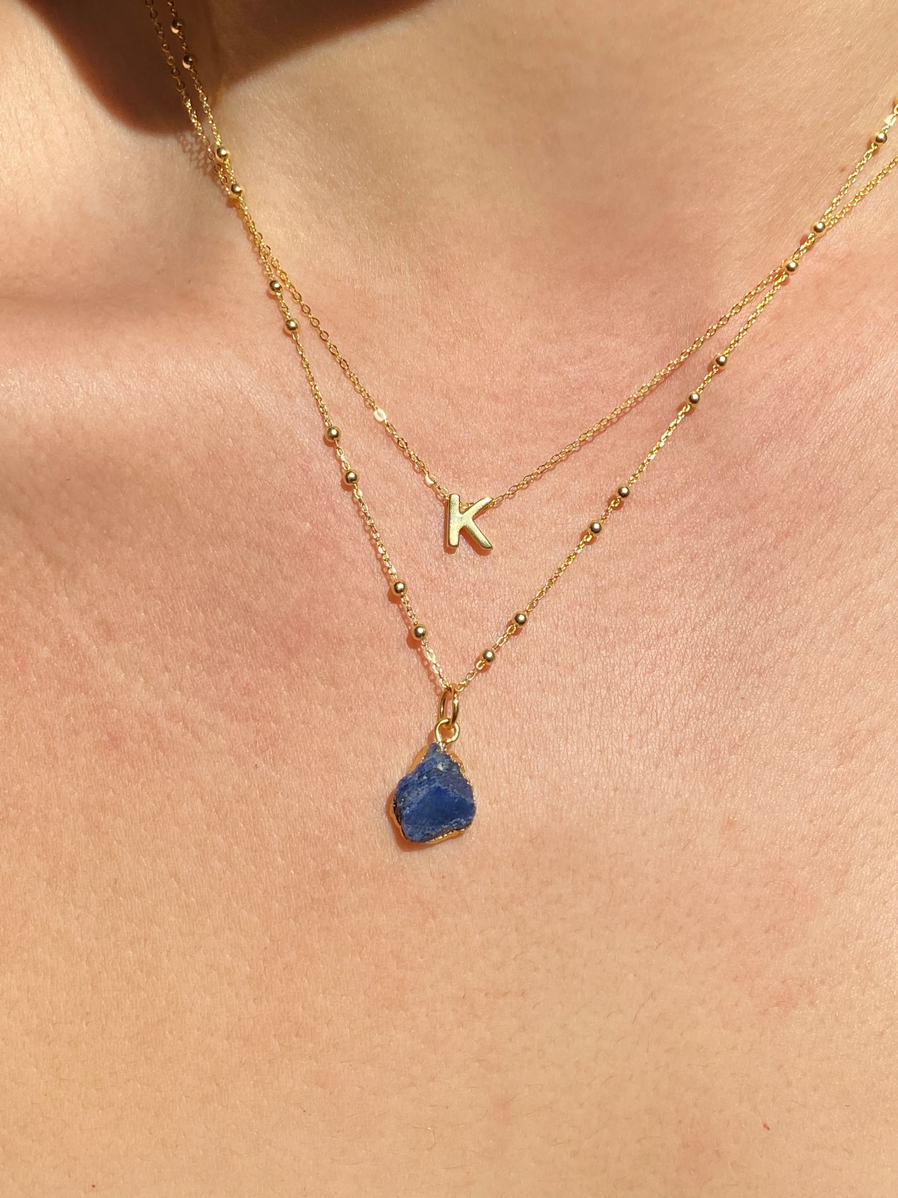 Initial & Sapphire Necklace Set | September Birthstone - Image 11