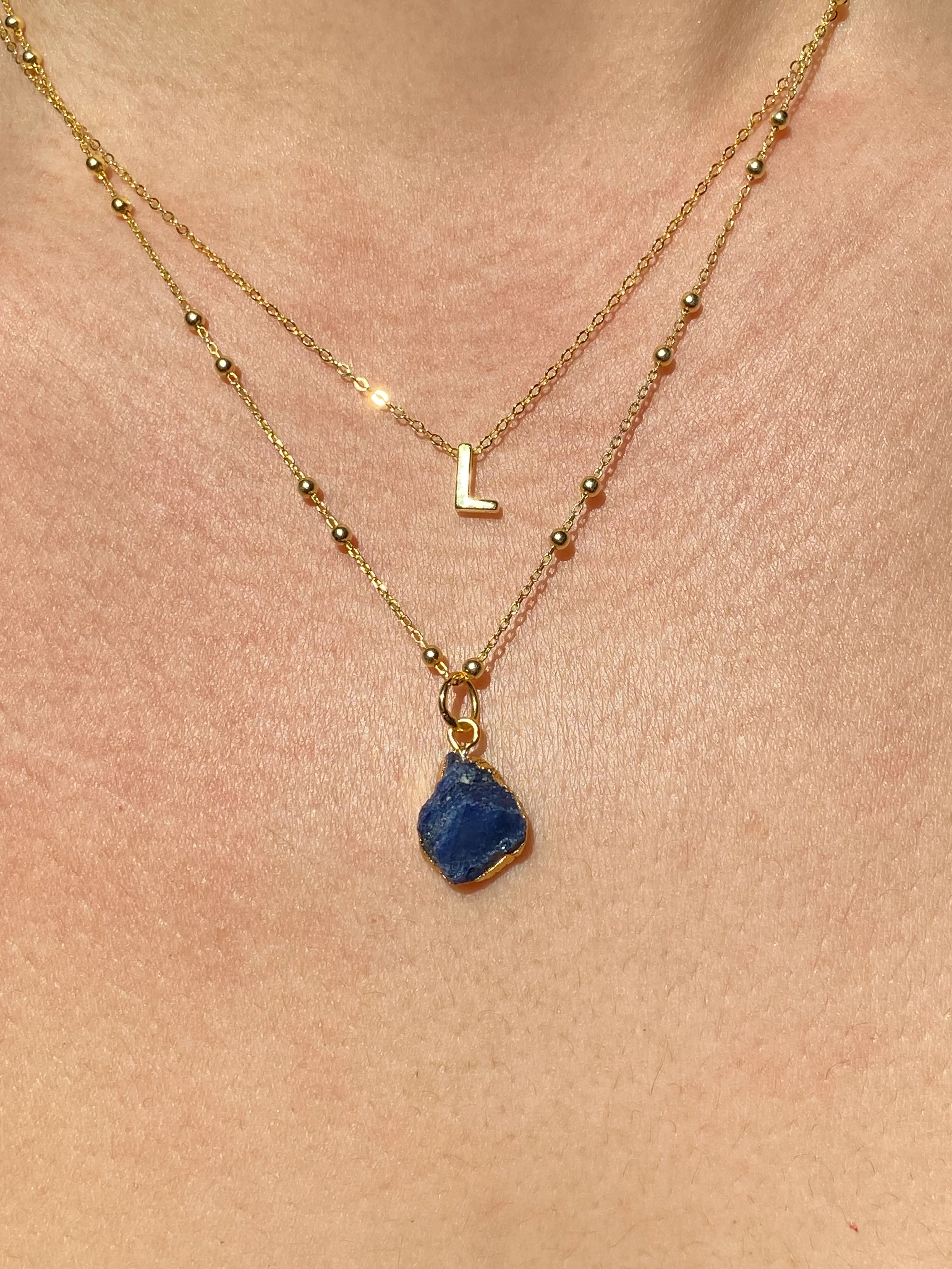 Initial & Sapphire Necklace Set | September Birthstone - Image 12