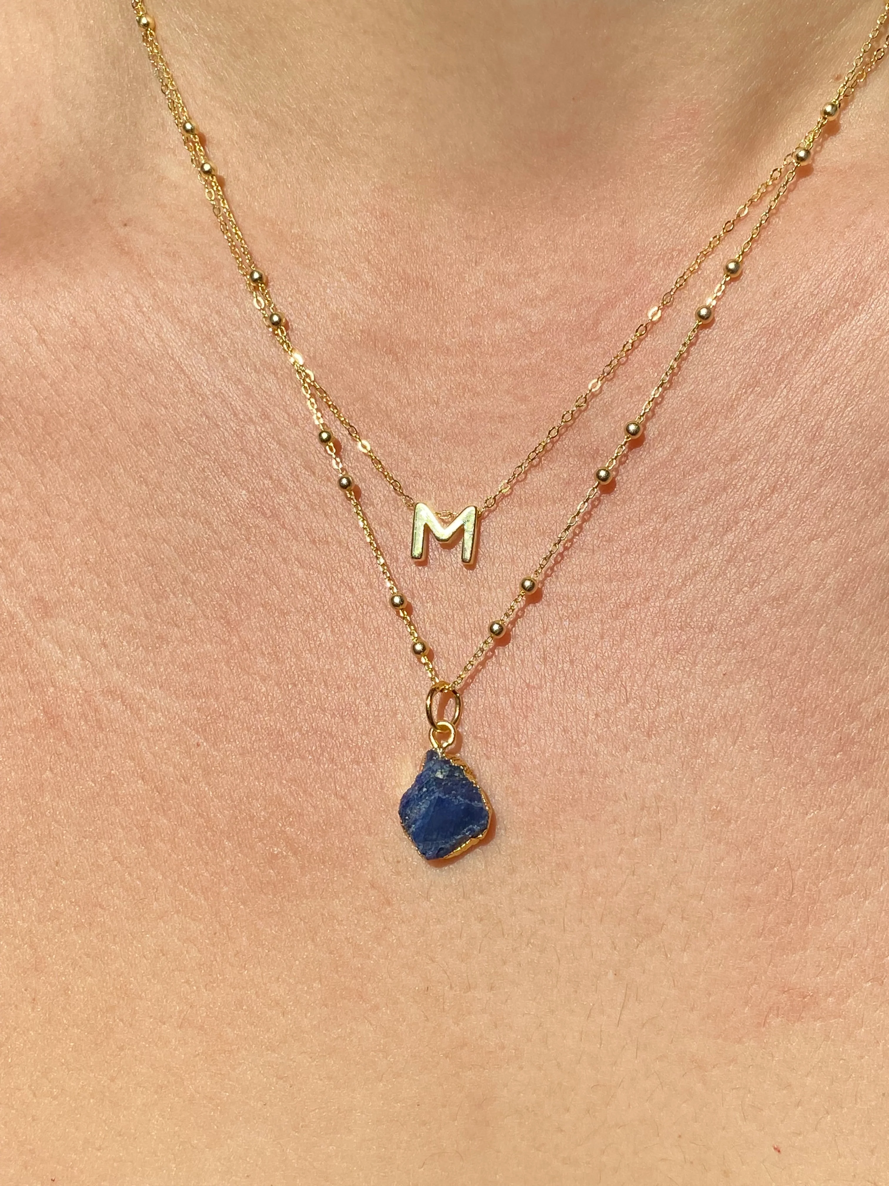Initial & Sapphire Necklace Set | September Birthstone - Image 13