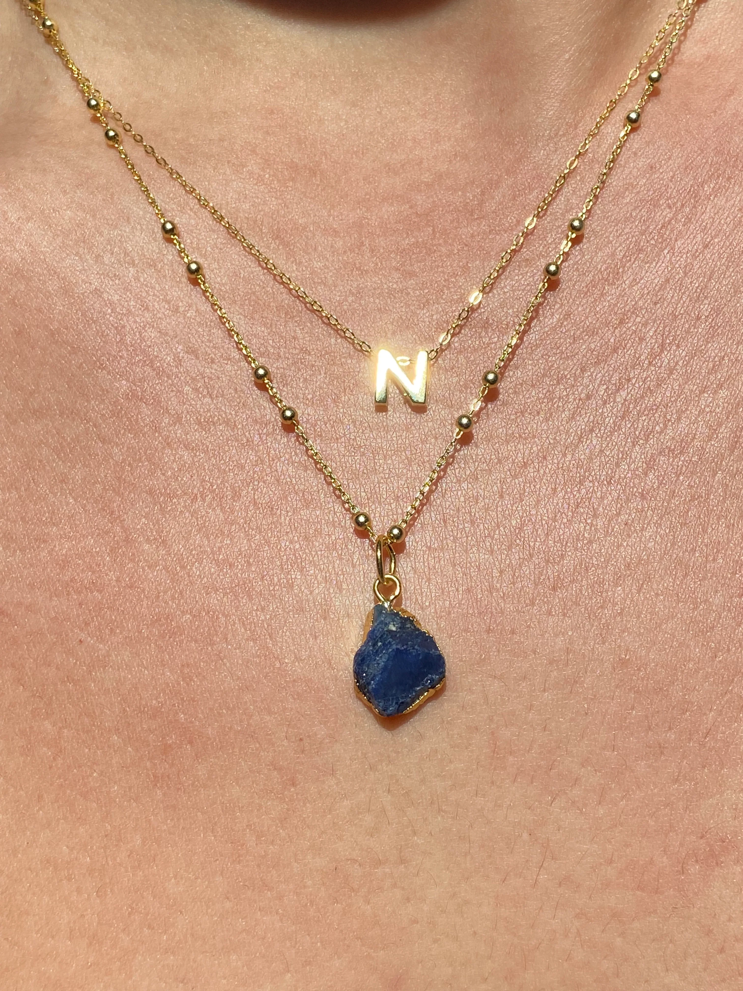 Initial & Sapphire Necklace Set | September Birthstone - Image 14