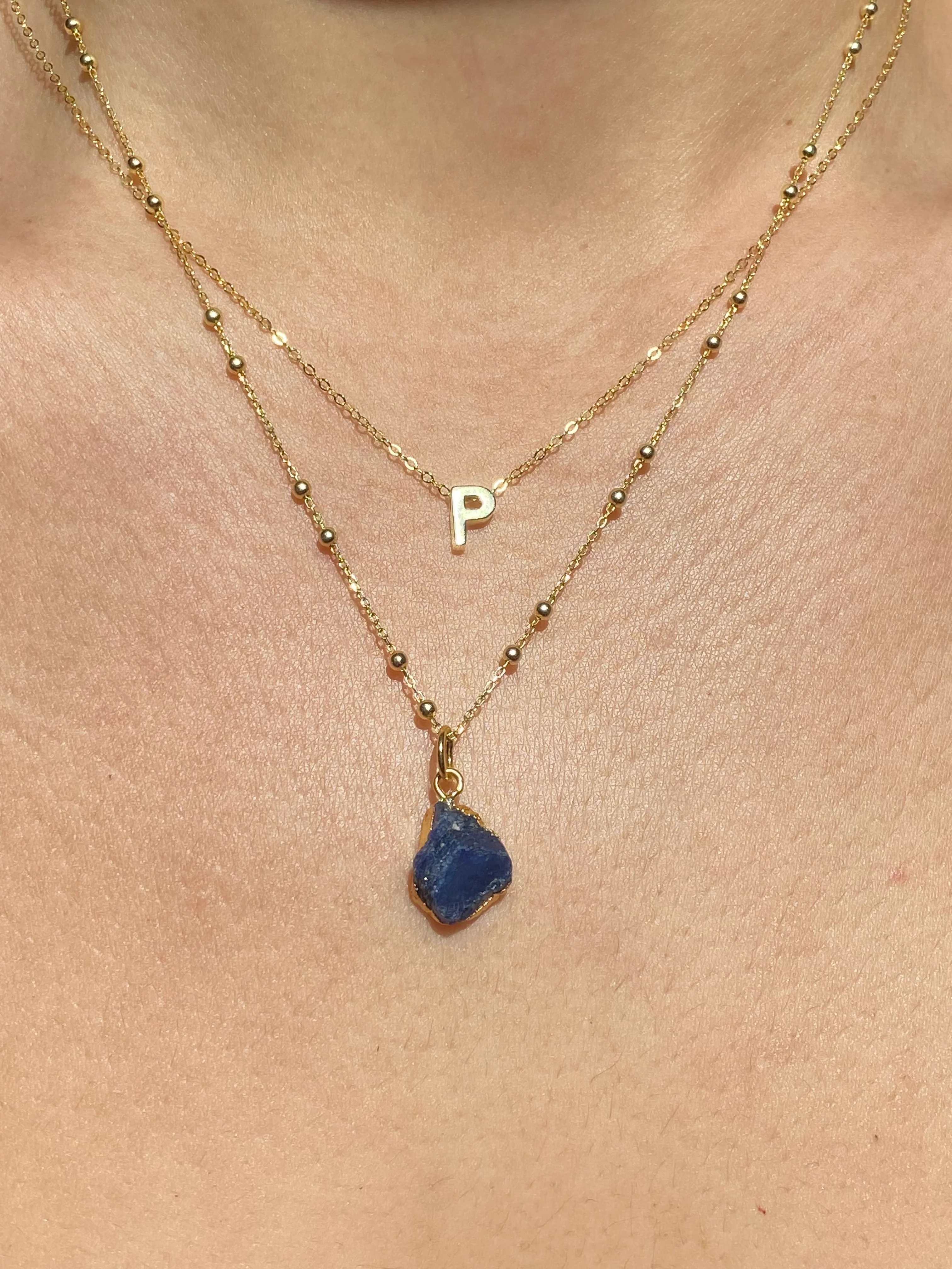 Initial & Sapphire Necklace Set | September Birthstone - Image 16