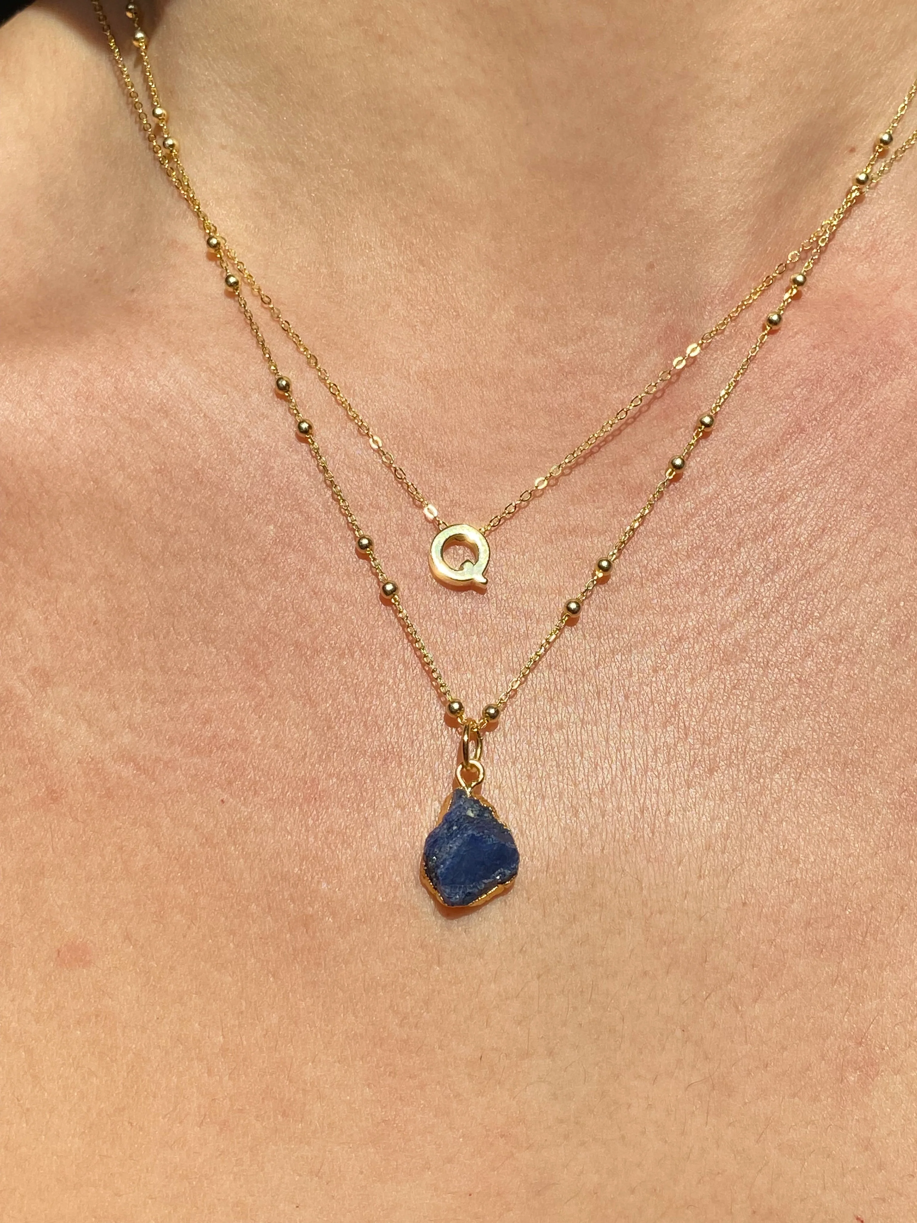 Initial & Sapphire Necklace Set | September Birthstone - Image 17