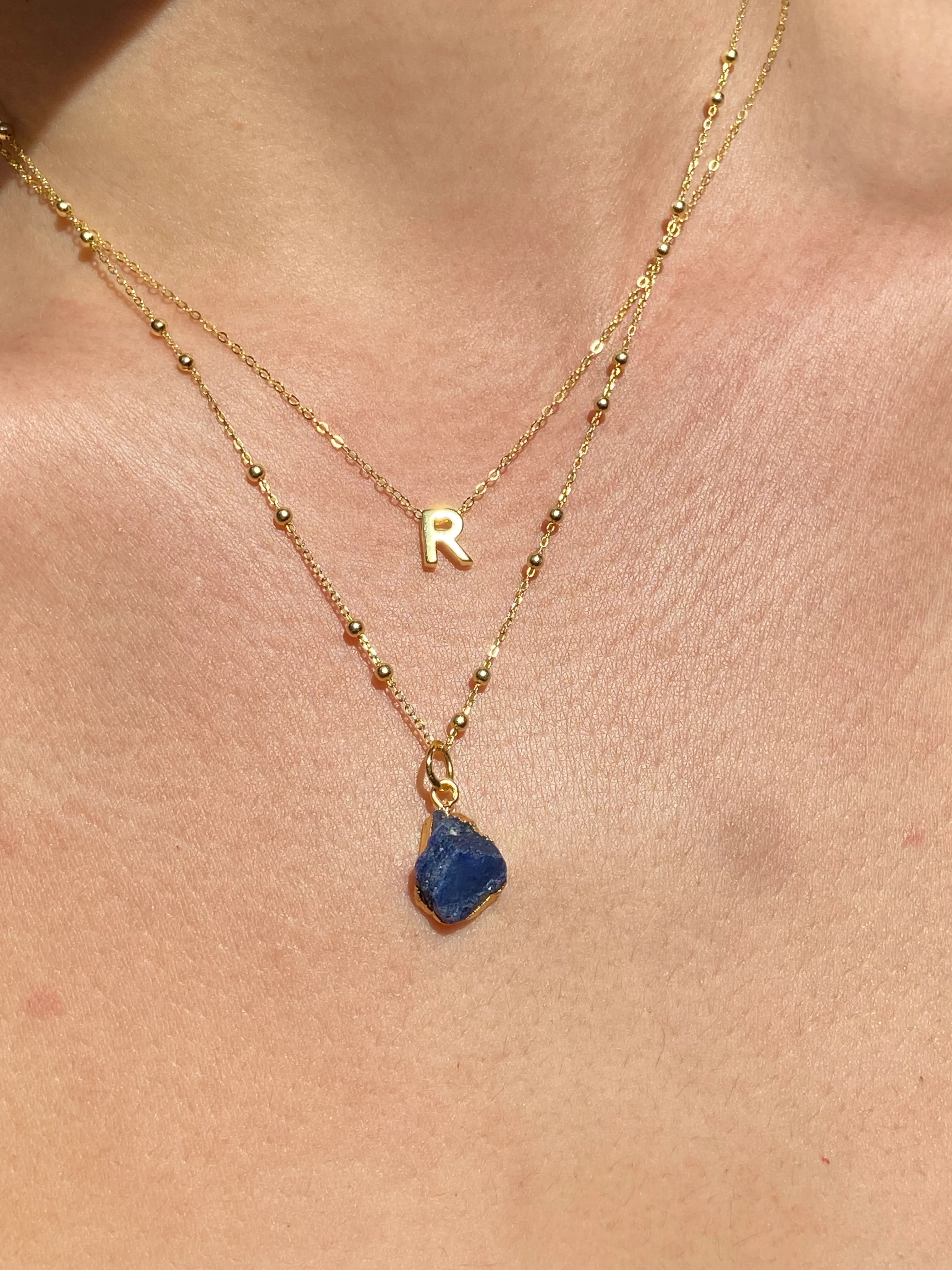 Initial & Sapphire Necklace Set | September Birthstone - Image 18