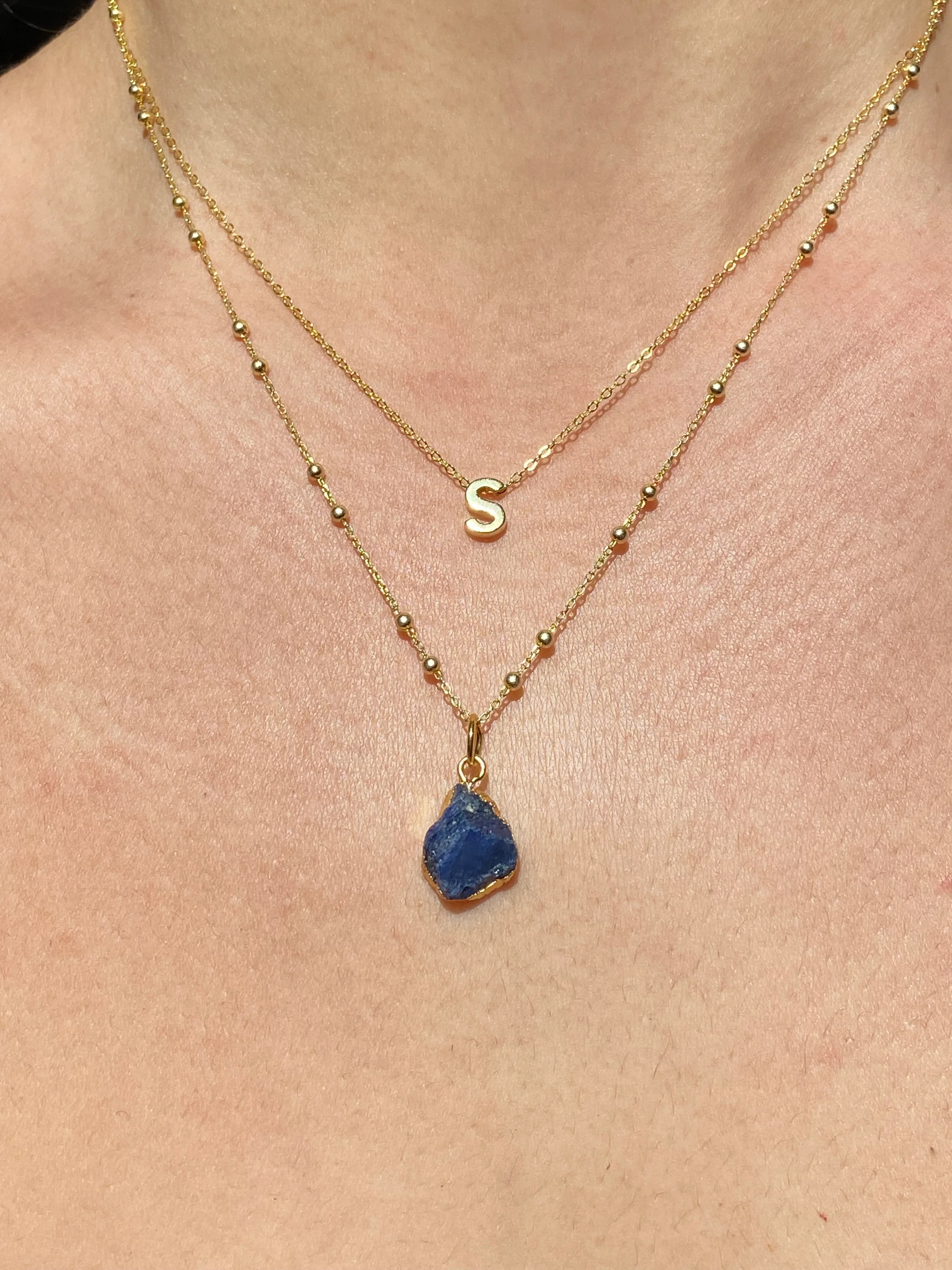 Initial & Sapphire Necklace Set | September Birthstone - Image 19