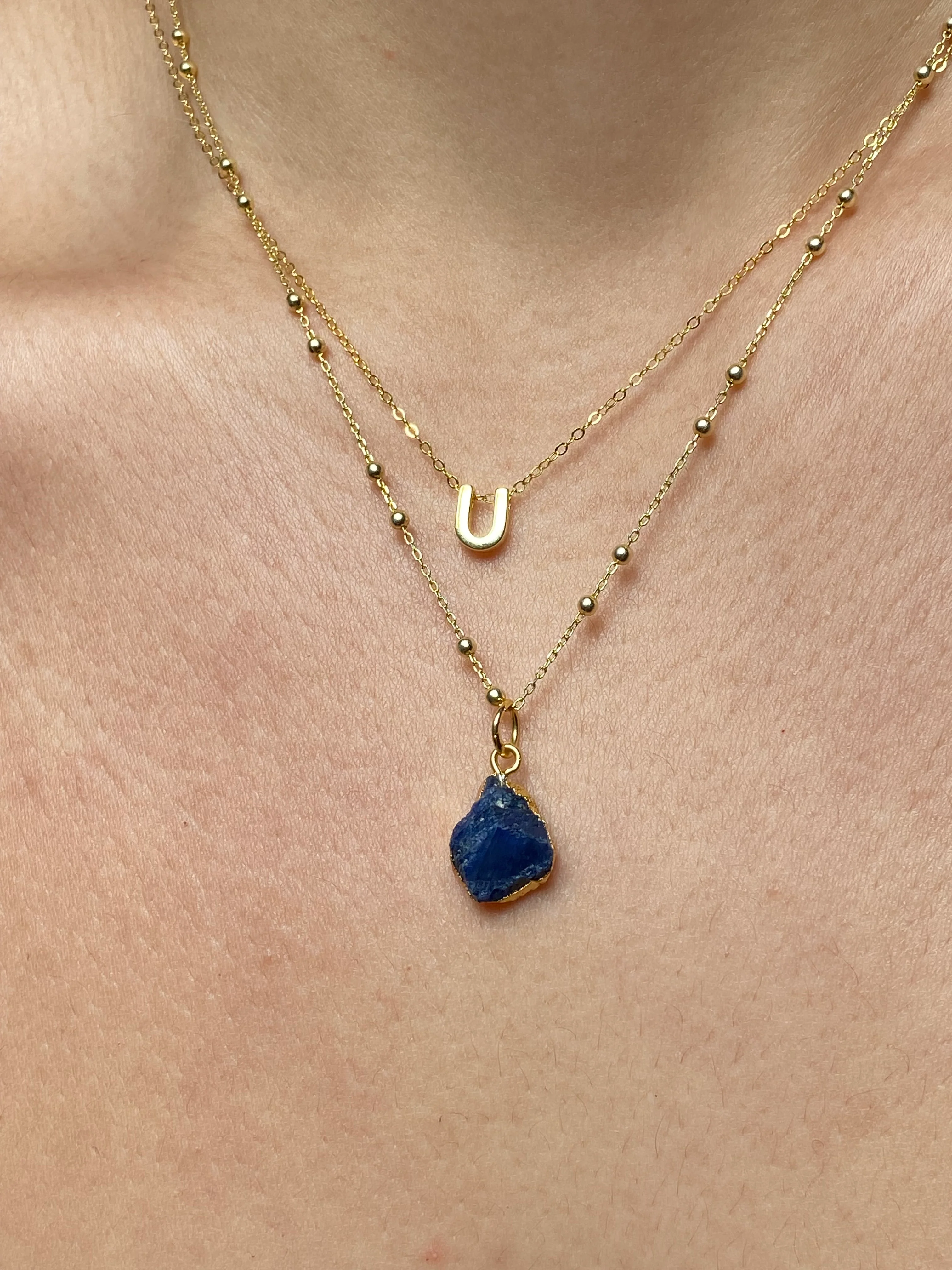 Initial & Sapphire Necklace Set | September Birthstone - Image 21