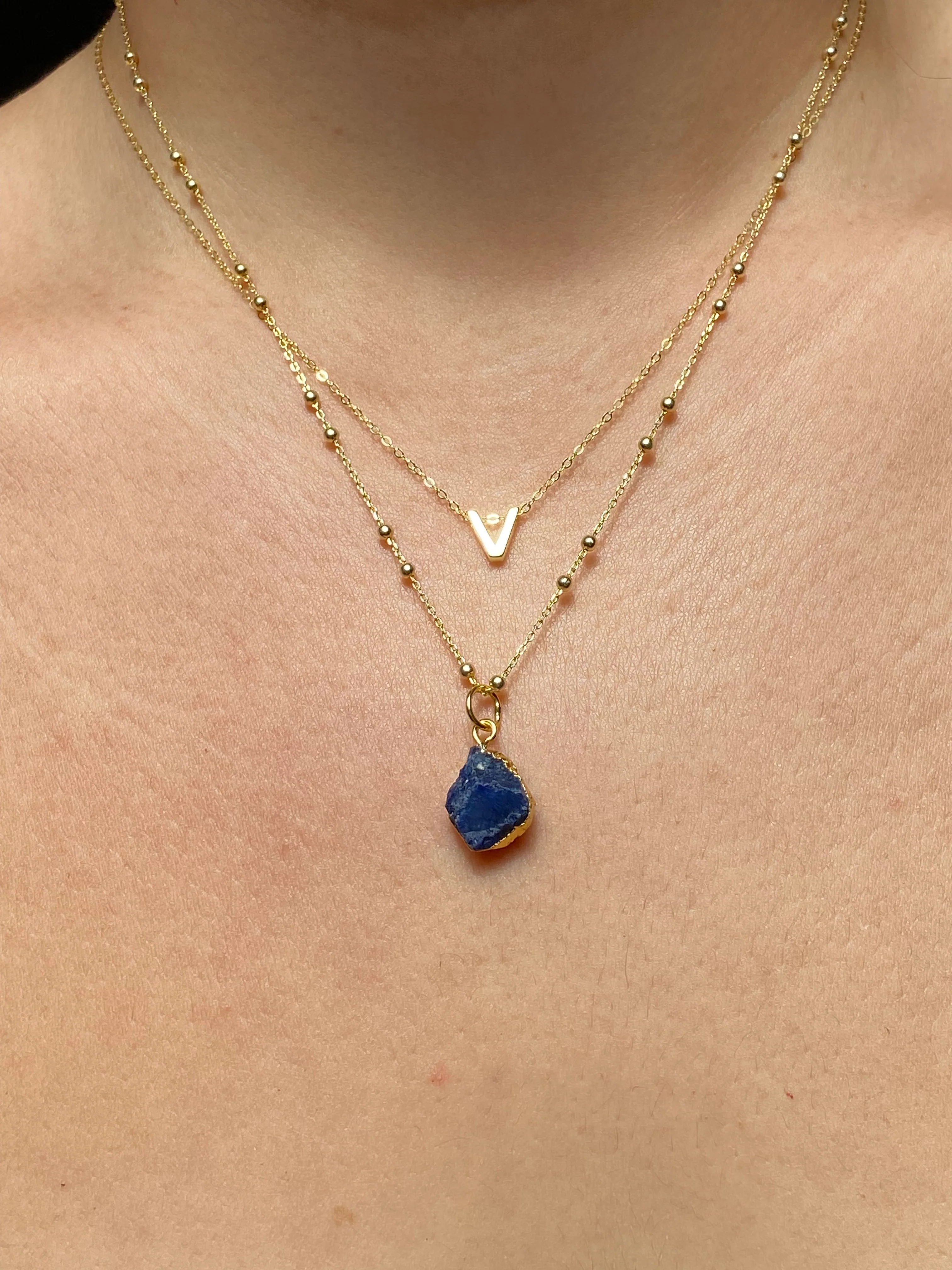 Initial & Sapphire Necklace Set | September Birthstone - Image 22