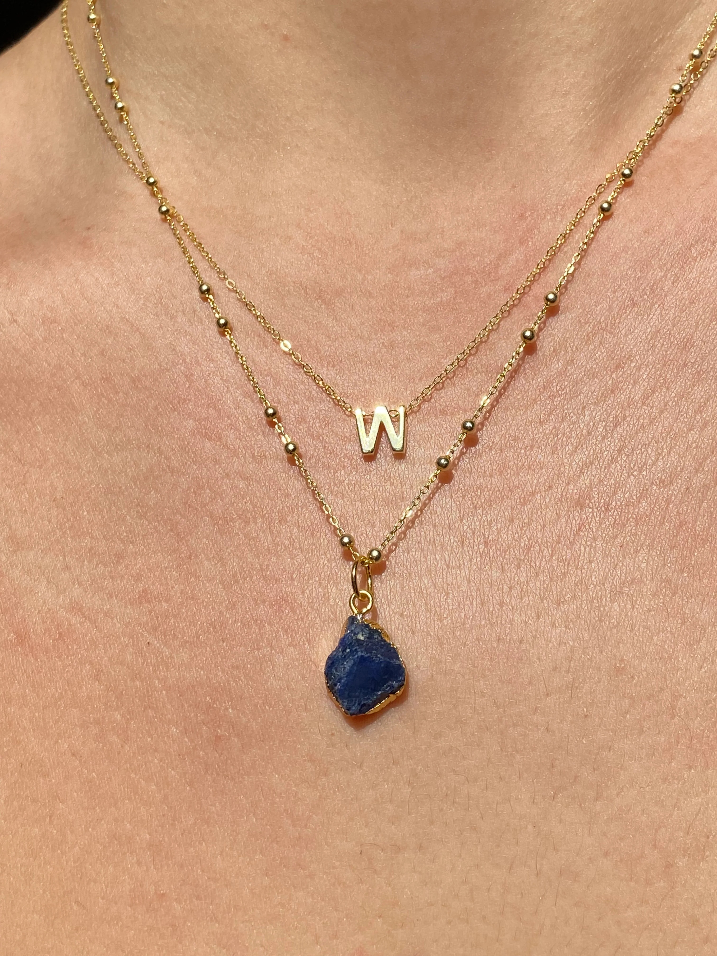 Initial & Sapphire Necklace Set | September Birthstone - Image 23
