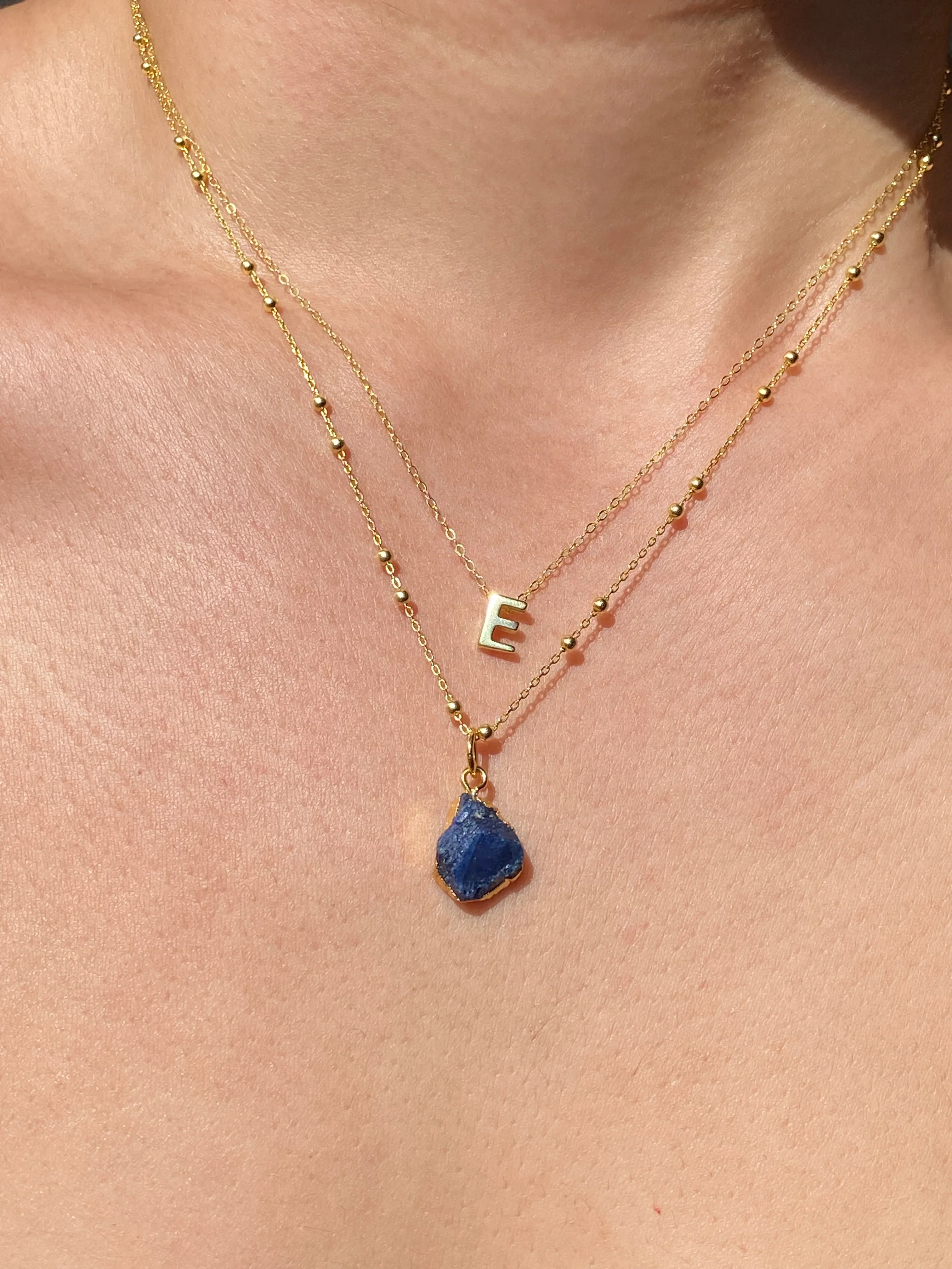 Initial & Sapphire Necklace Set | September Birthstone - Image 5