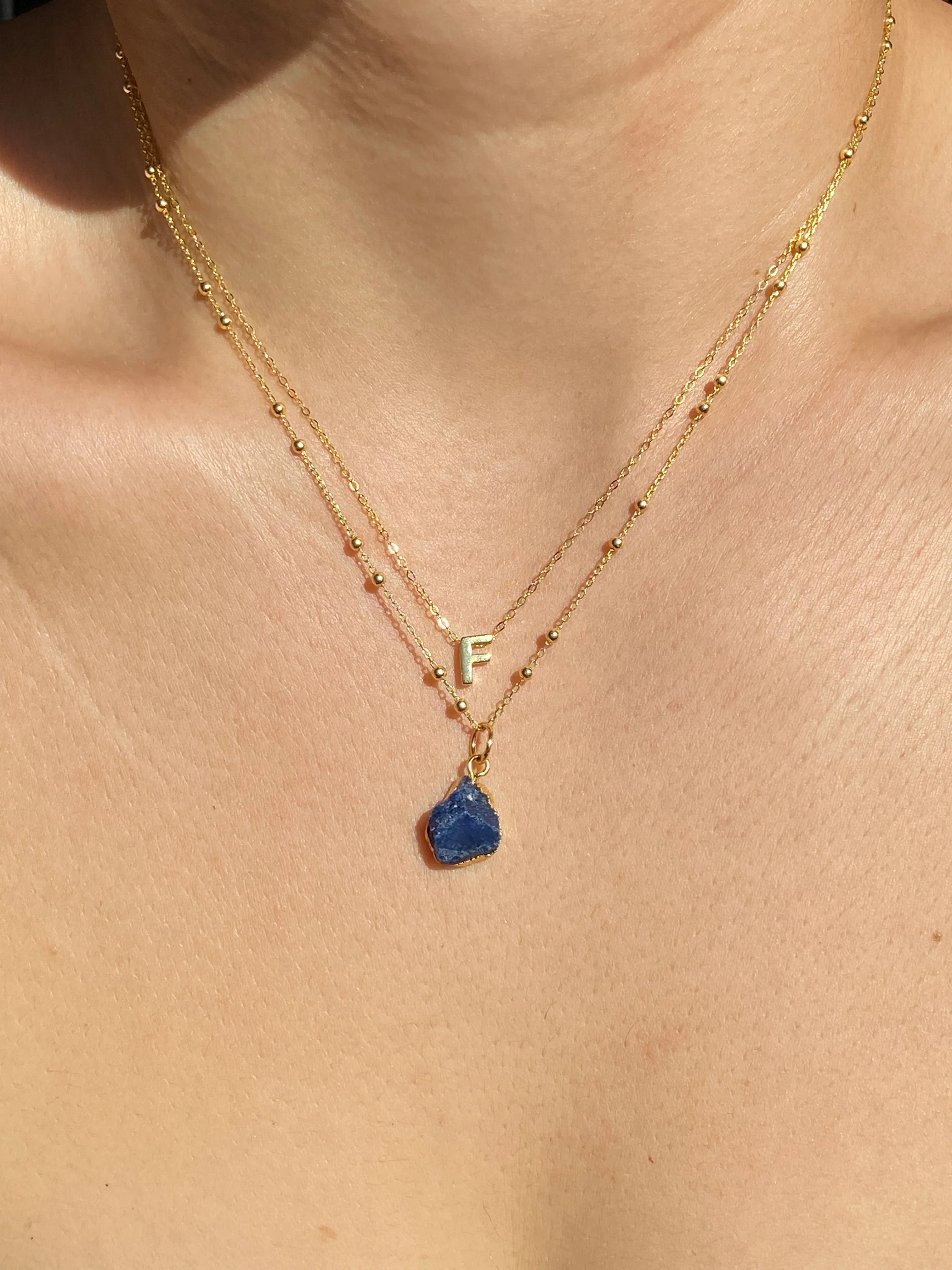 Initial & Sapphire Necklace Set | September Birthstone - Image 6