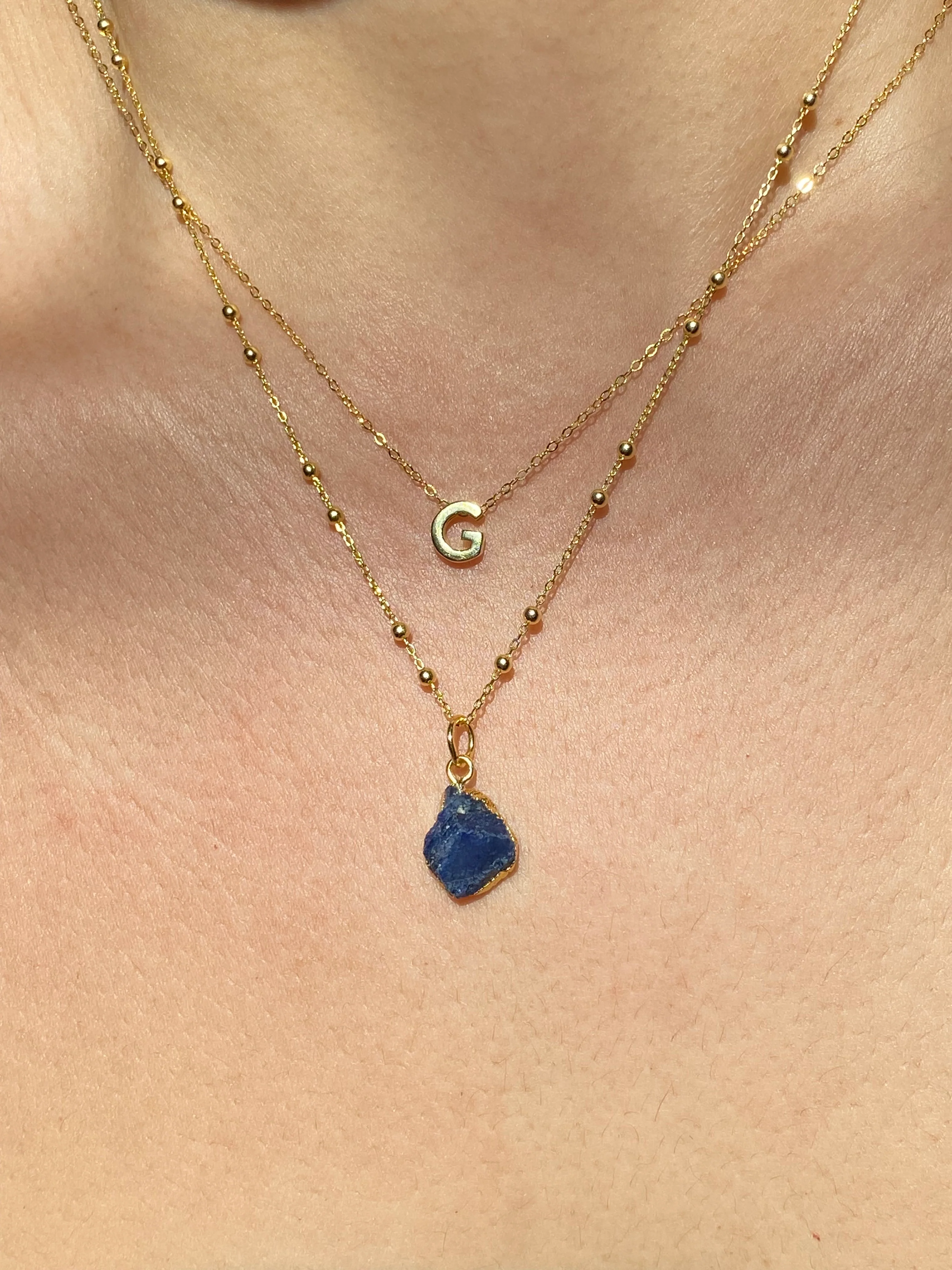 Initial & Sapphire Necklace Set | September Birthstone - Image 7