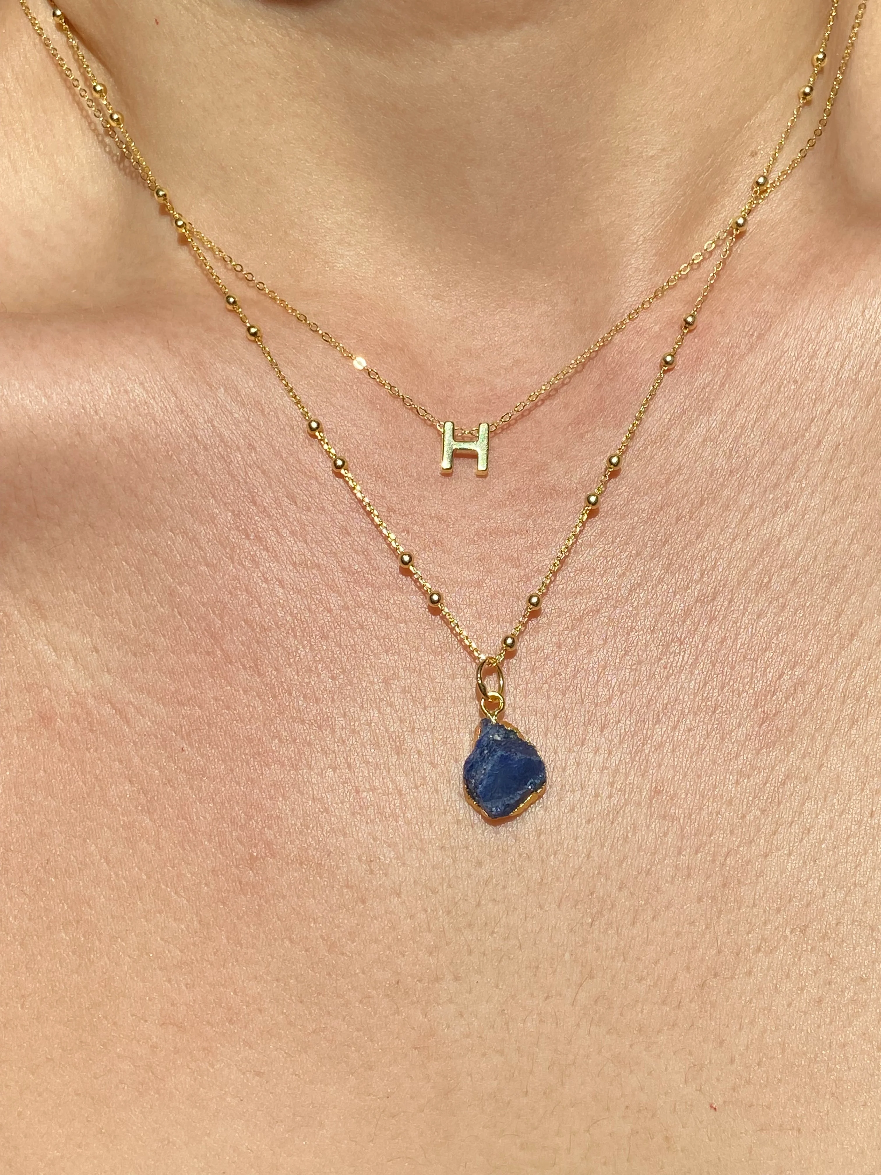 Initial & Sapphire Necklace Set | September Birthstone - Image 8