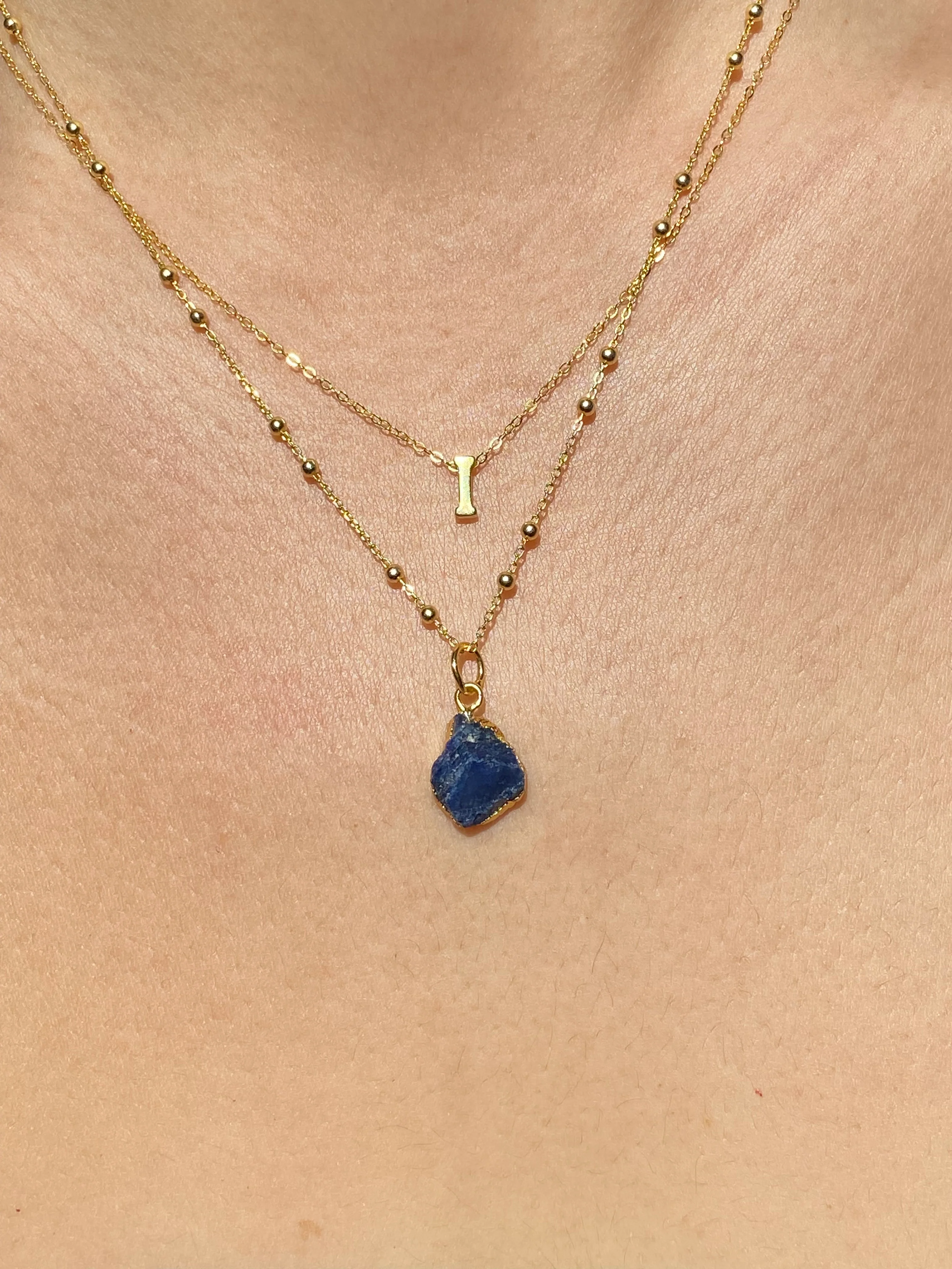 Initial & Sapphire Necklace Set | September Birthstone - Image 9