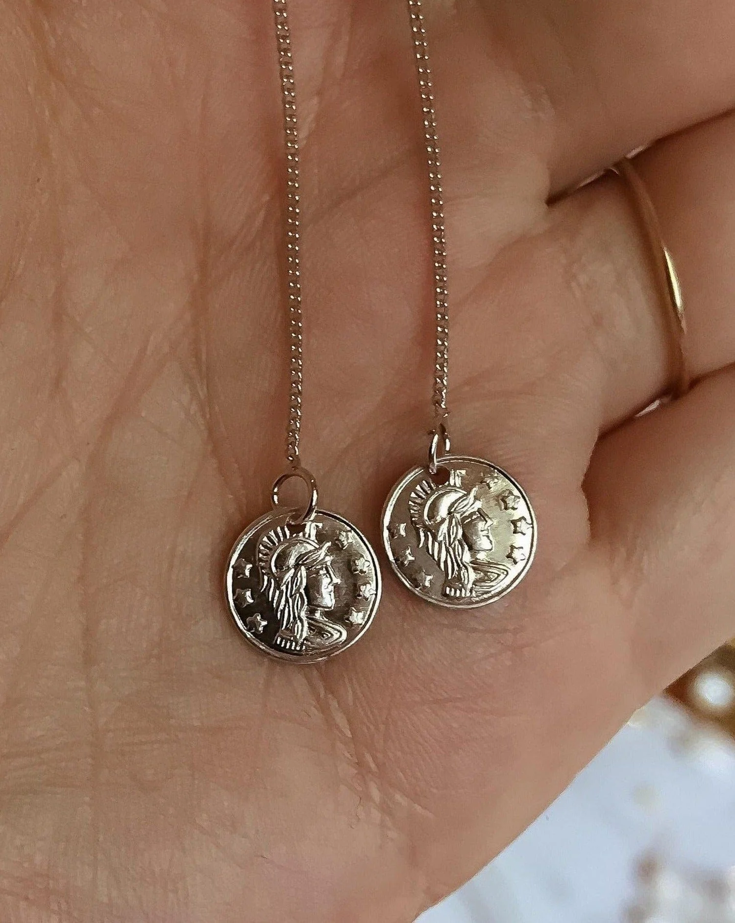 Ares Coin Ear Threaders - Image 2