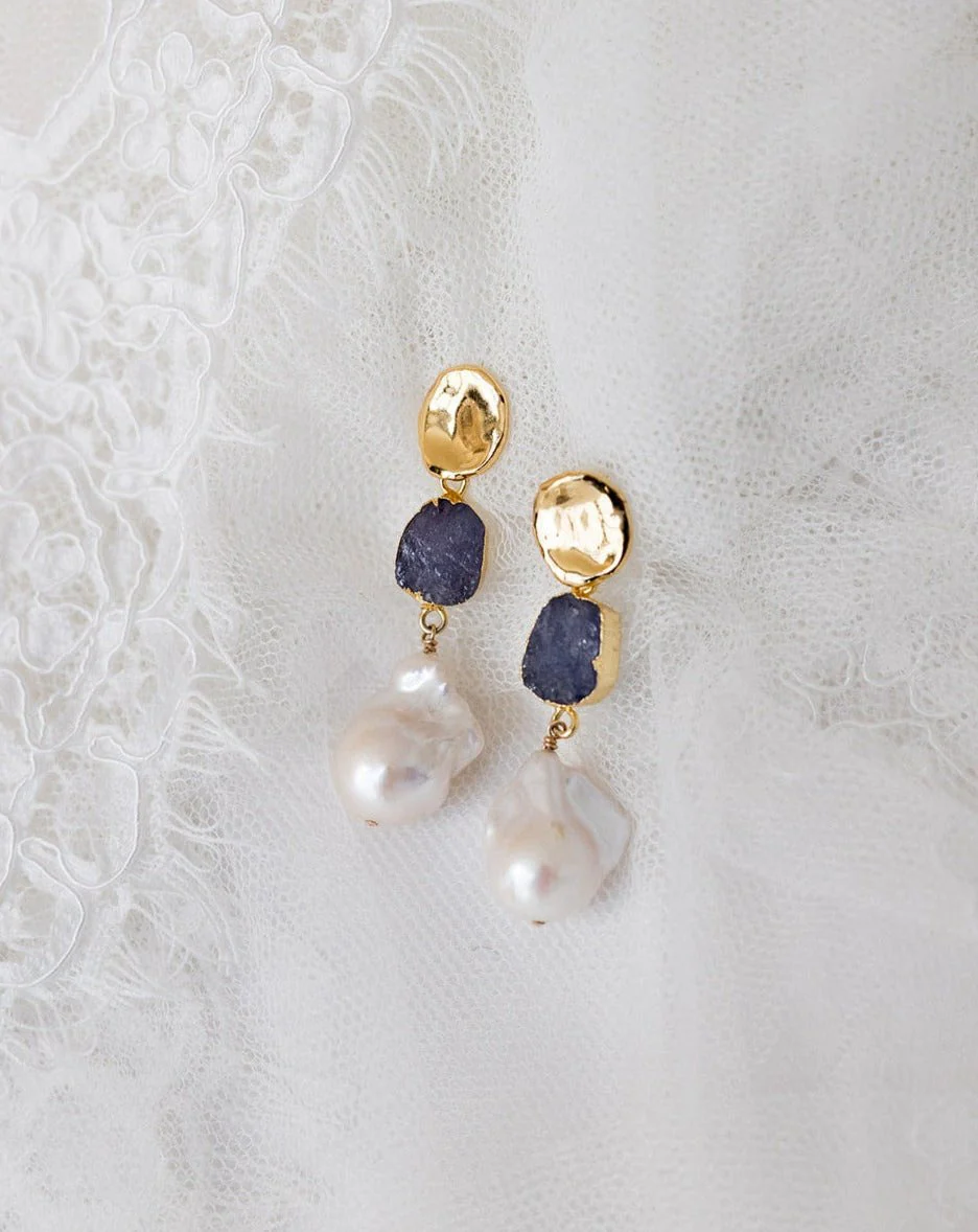 December Birthstone | Tanzanite Birthstones x Pearls Earrings - Image 3