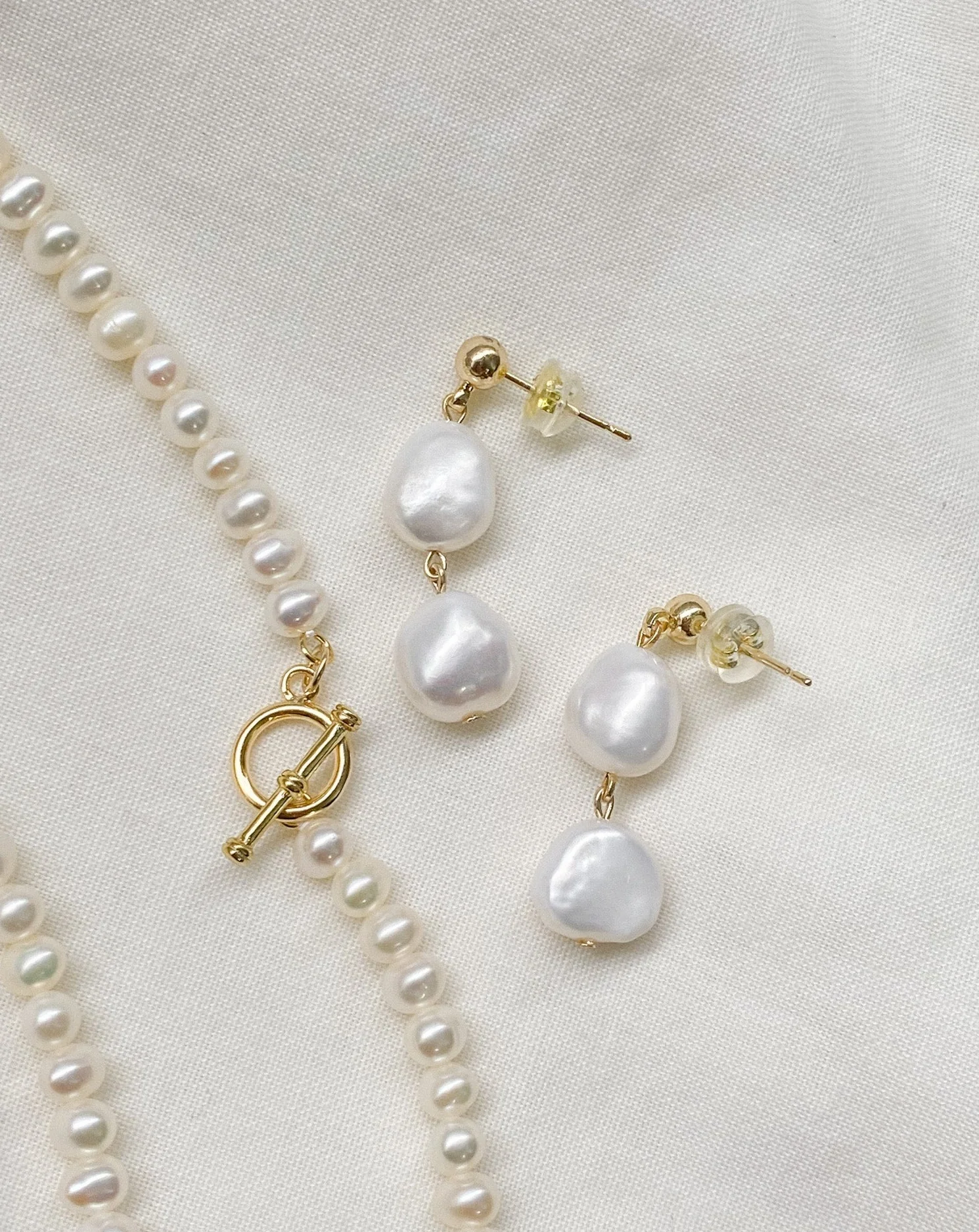 Elisse Double Pearl Drop Studs - Image 11