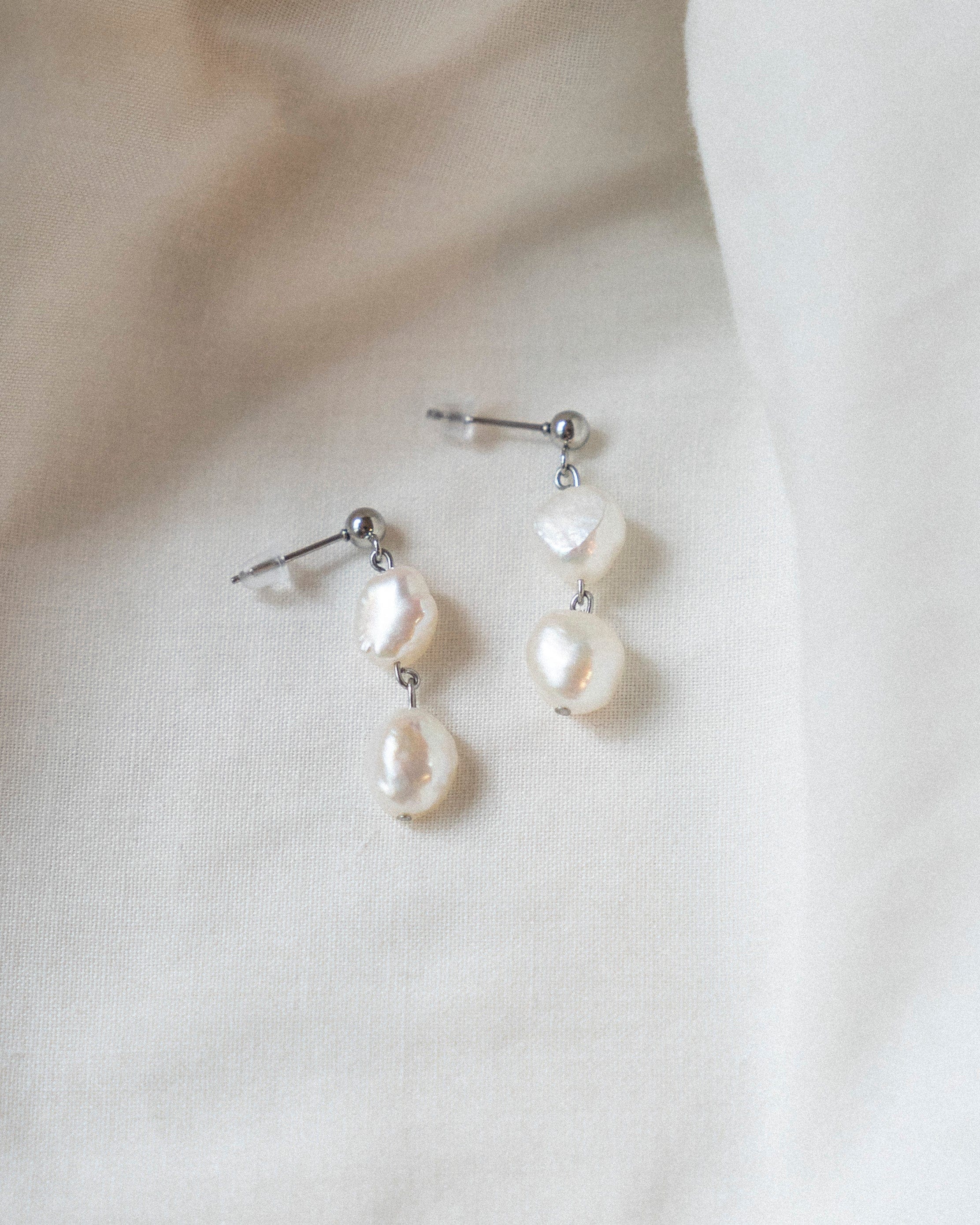 Elisse Double Pearl Drop Studs - Image 3
