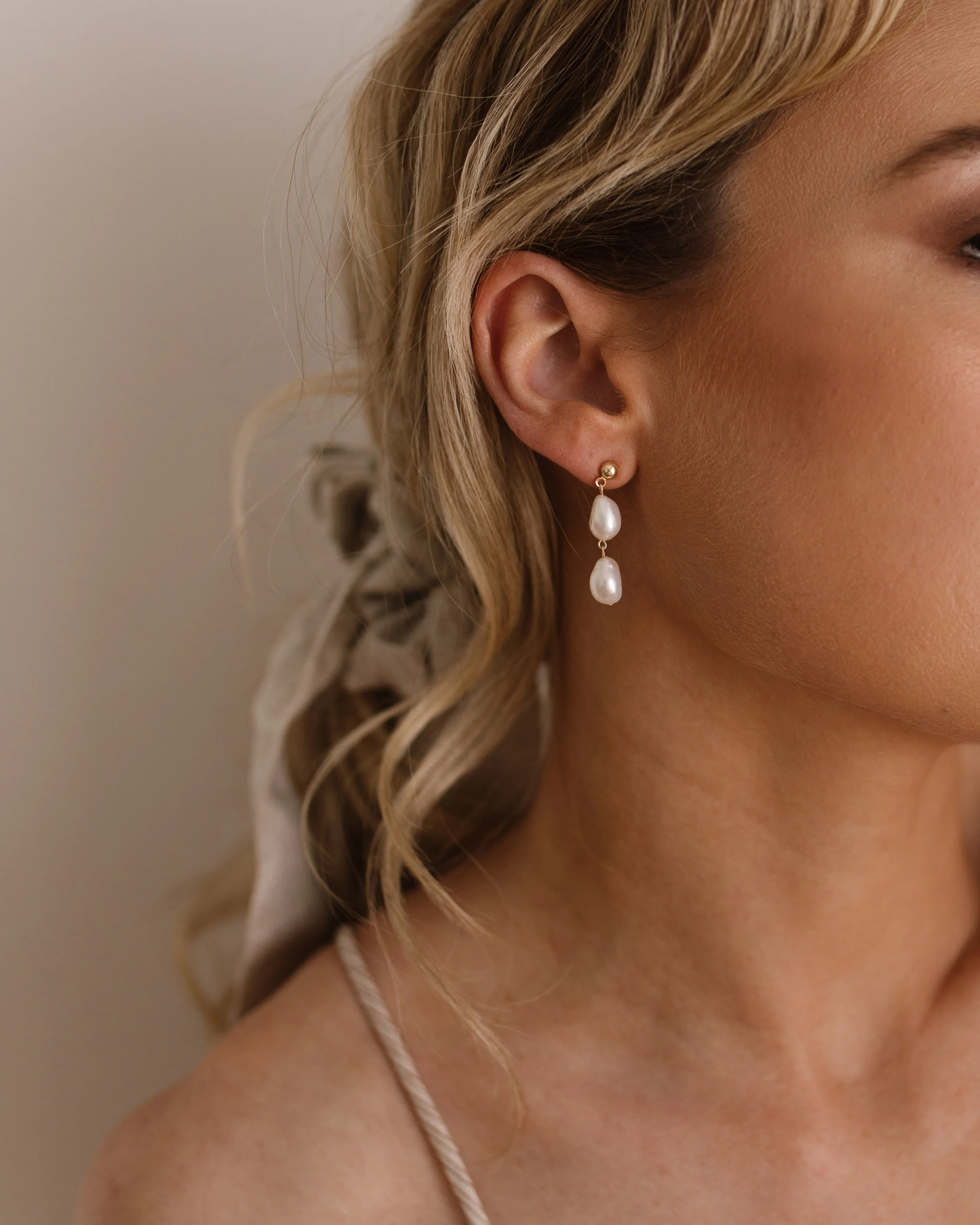 Elisse Double Pearl Drop Studs - Image 4