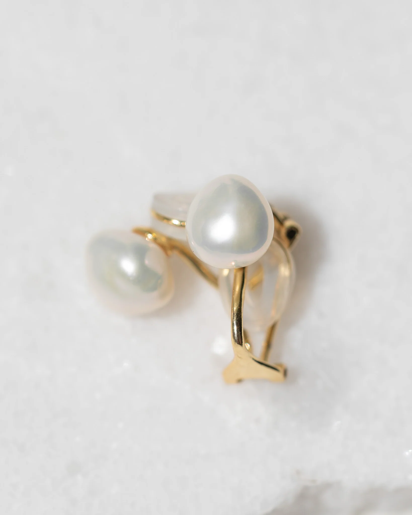Irregular Pearl Clip-On Earrings - Image 2