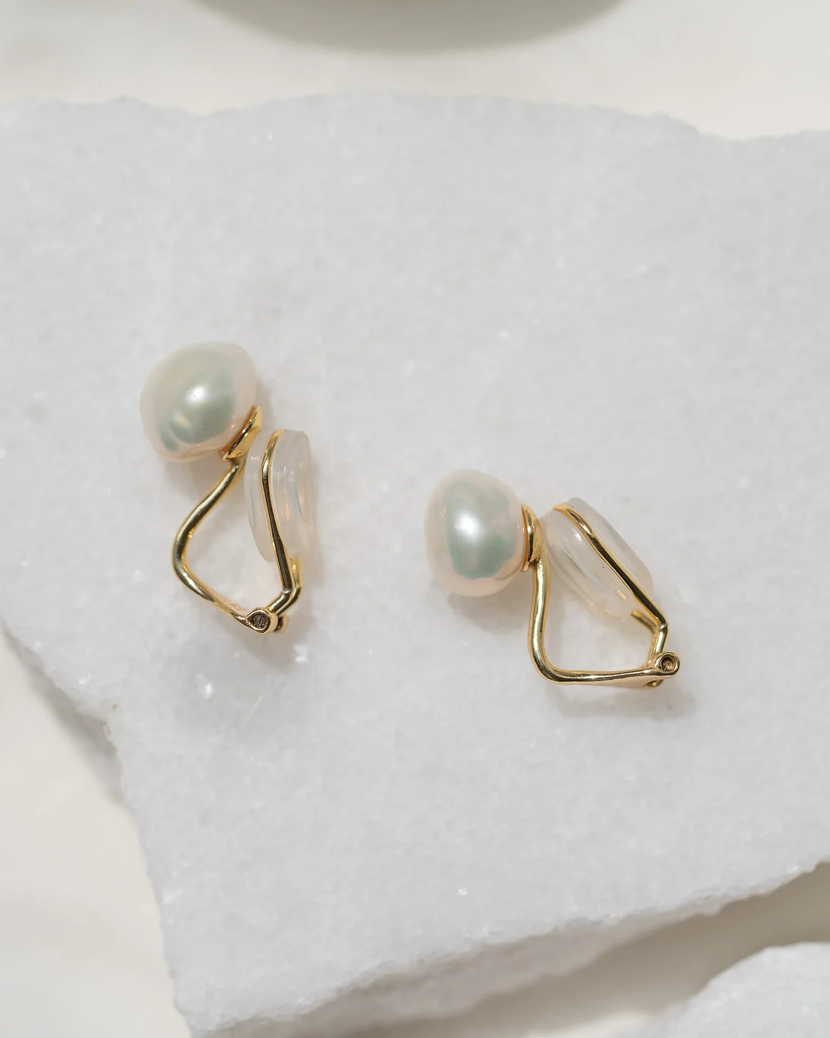 Irregular Pearl Clip-On Earrings - Image 3