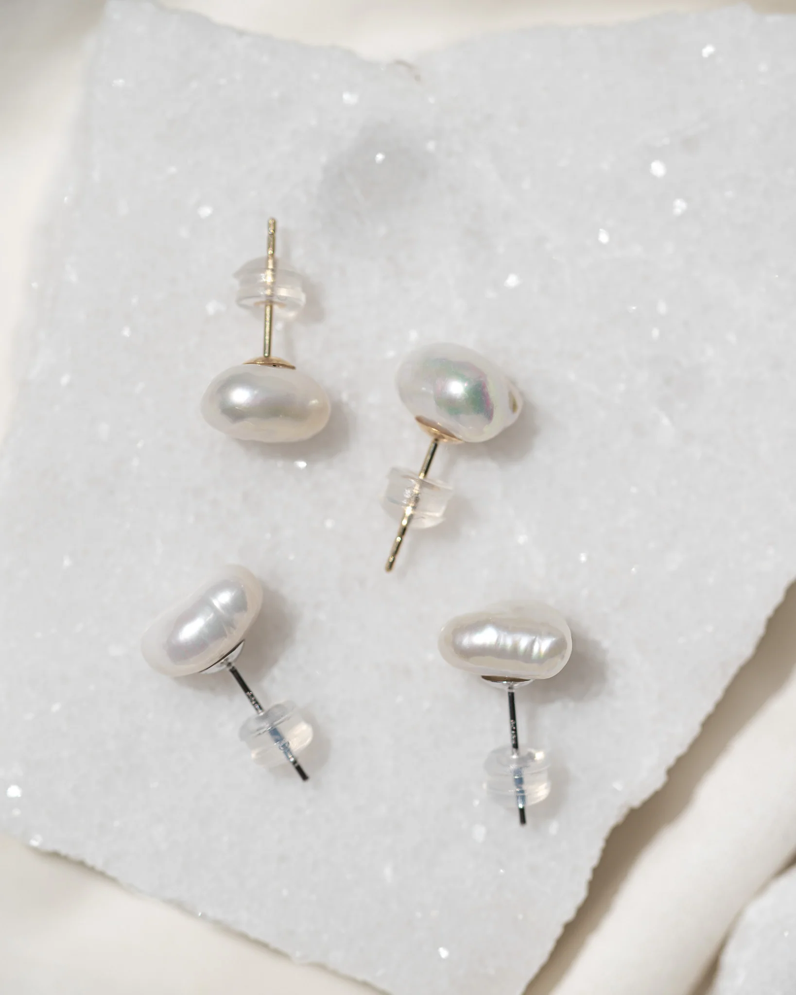 Irregular Pearl Studs | Solid Gold - Image 12