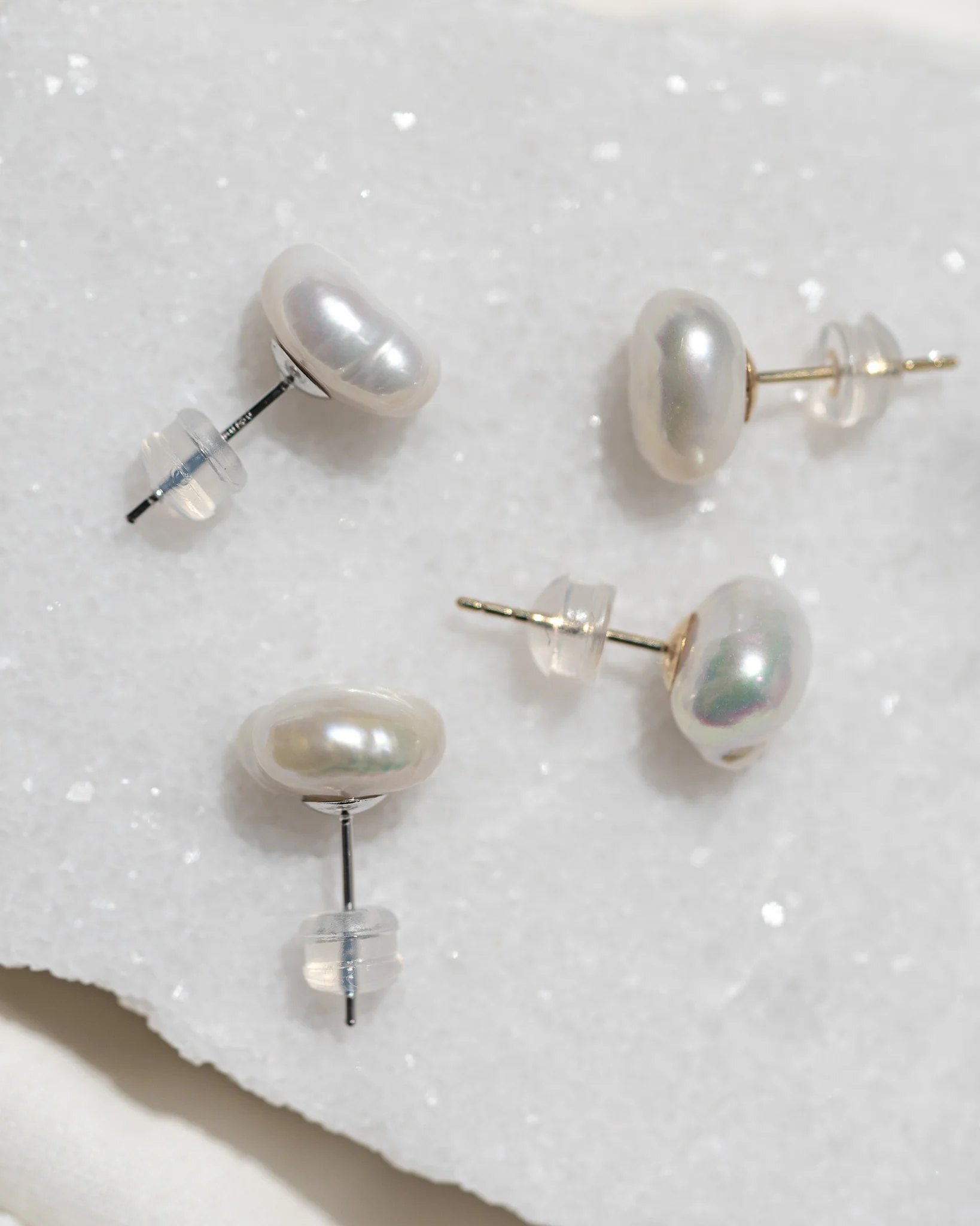 Irregular Pearl Studs | Solid Gold - Image 5