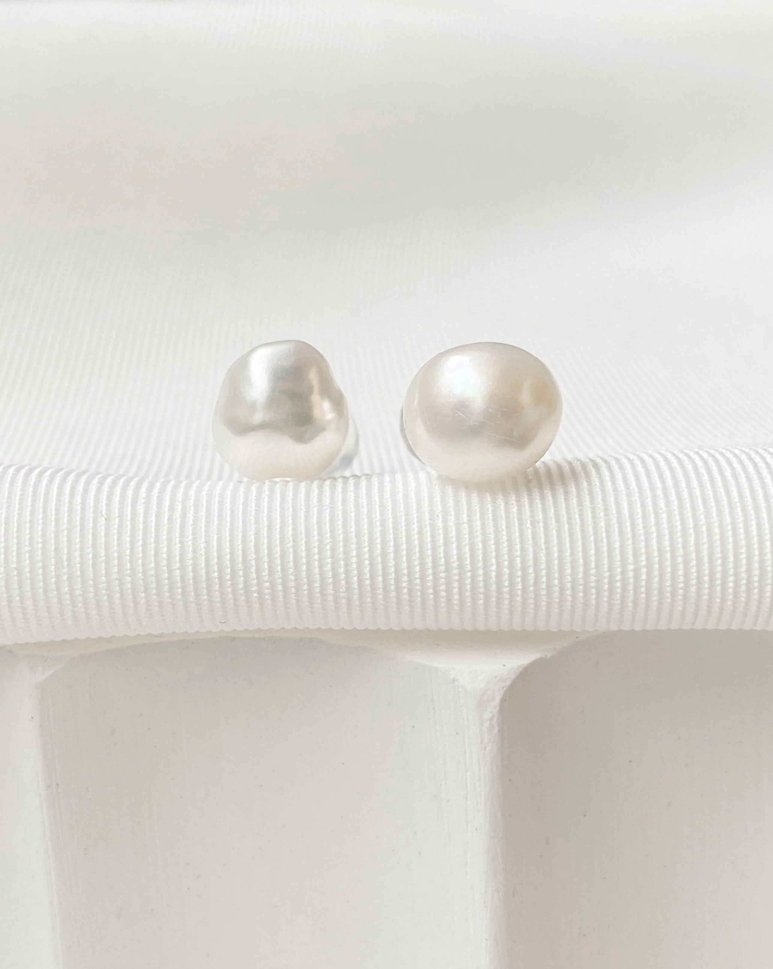 Irregular Pearl Studs | Solid Gold - Image 6