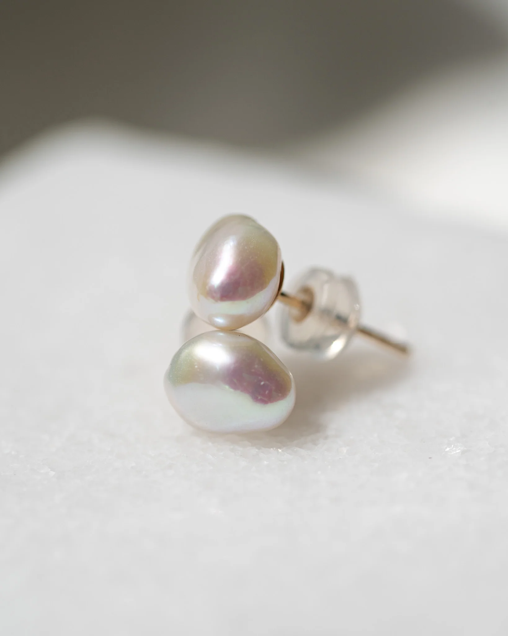 Irregular Pearl Studs | Solid Gold - Image 8