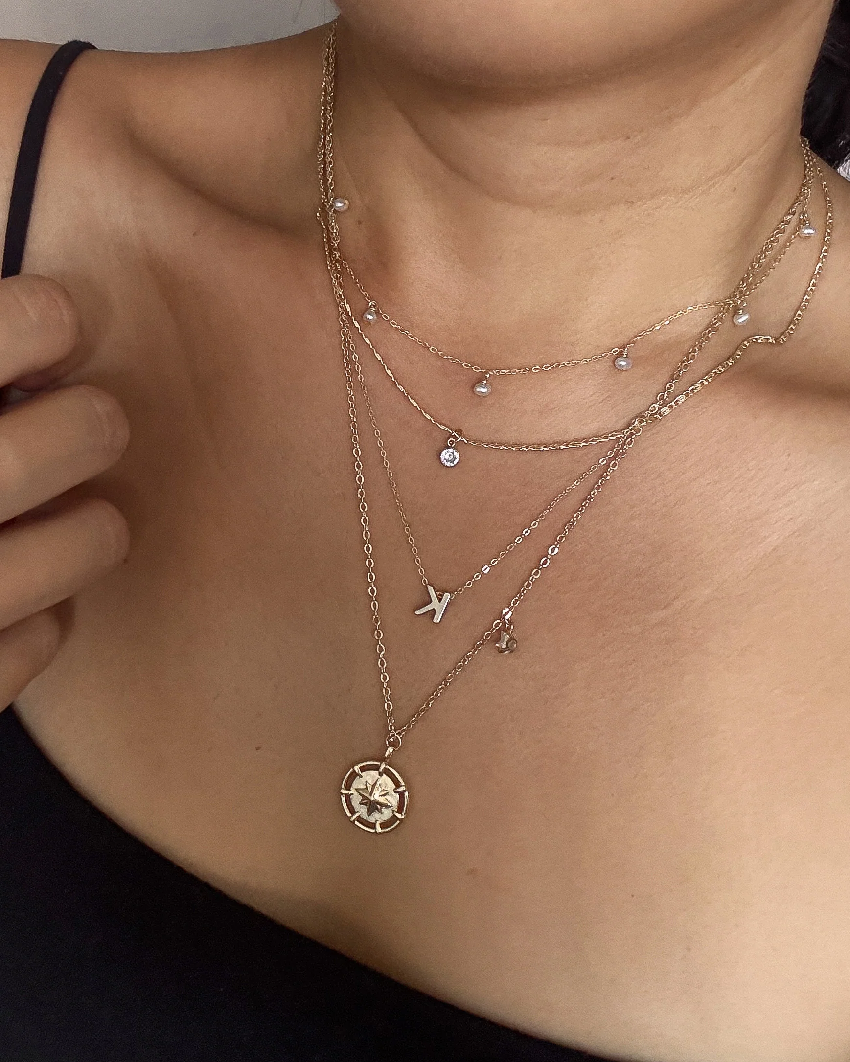 Kimberly Pearl Choker + CZ Necklace + Alphabet Necklace Set - Image 2