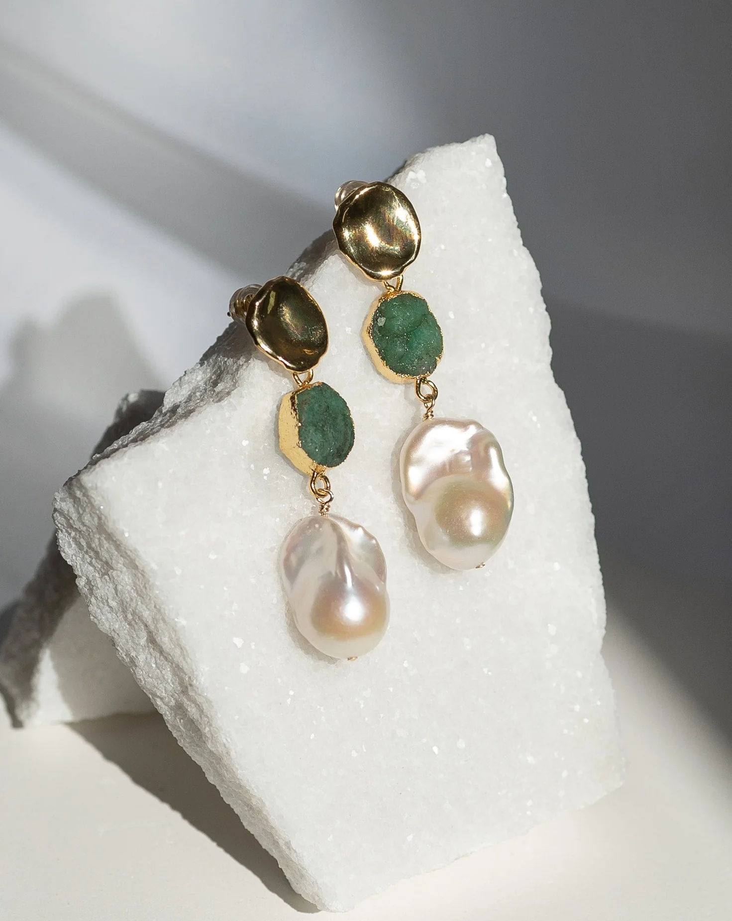 May Birthstone | Emerald Birthstones x Pearls Earrings - Image 7