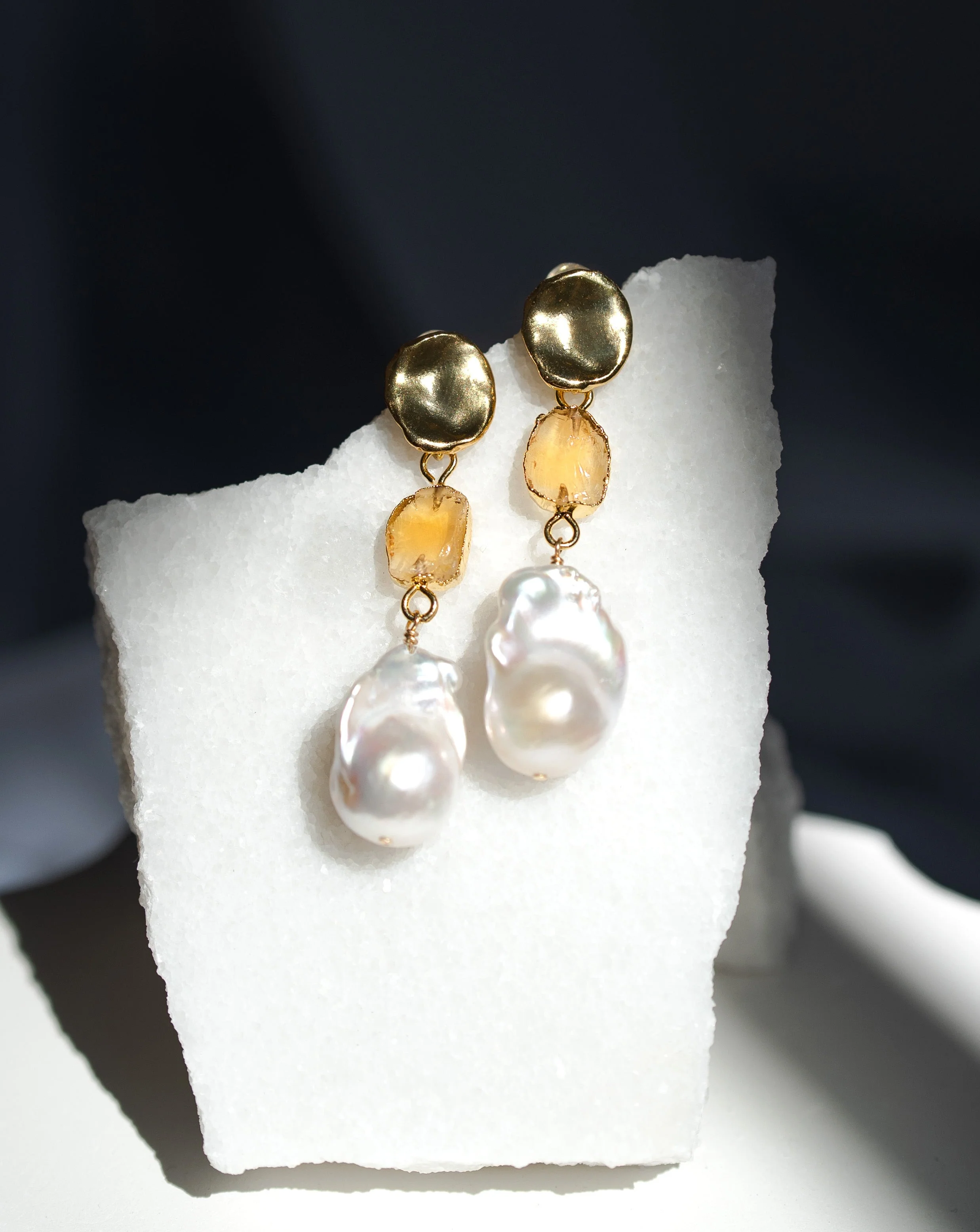 November Birthstone | Citrine Birthstones x Pearls Earrings - Image 4