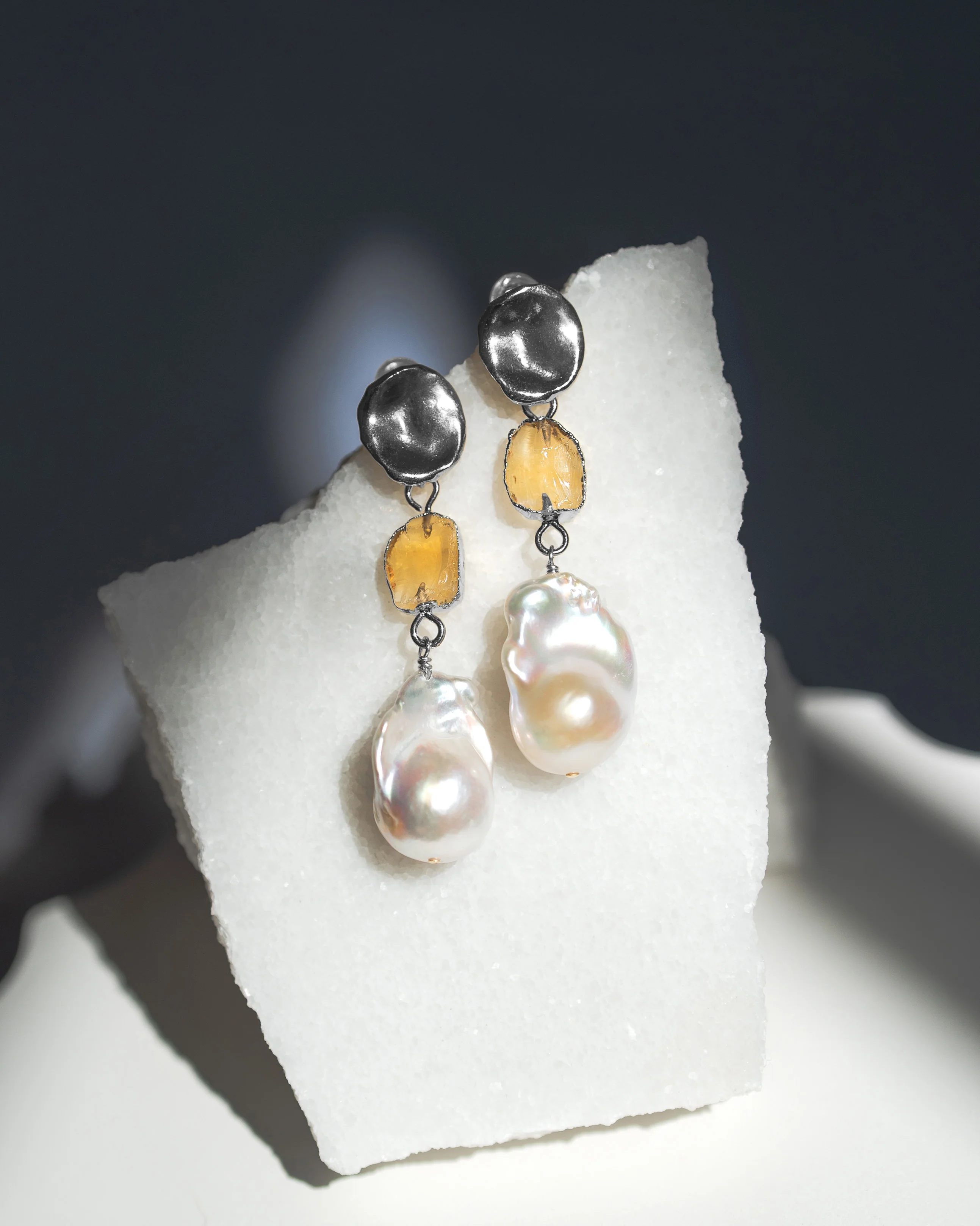 November Birthstone | Citrine Birthstones x Pearls Earrings - Image 5