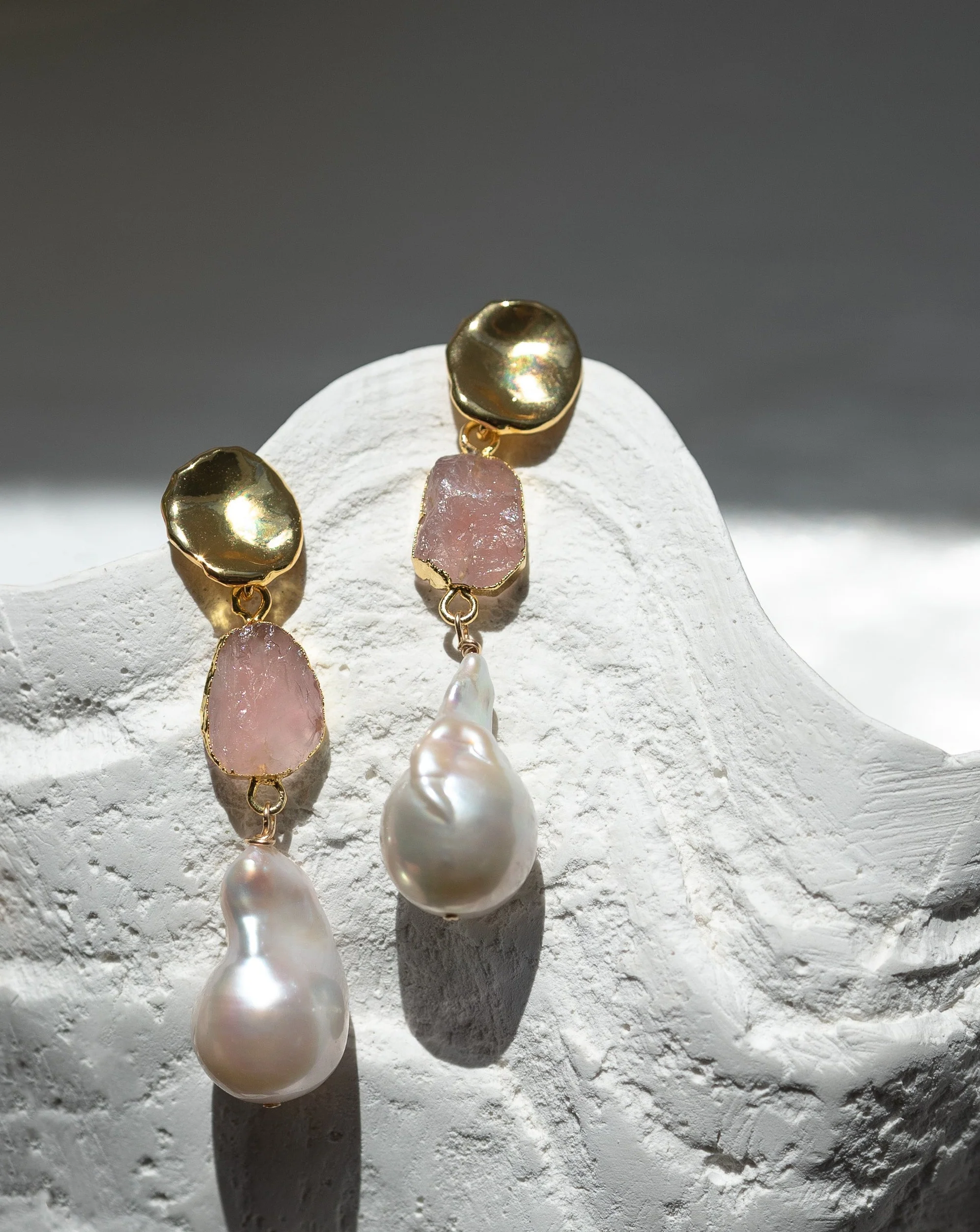 October Birthstone | Rose Quartz Birthstones x Pearls Earrings - Image 6
